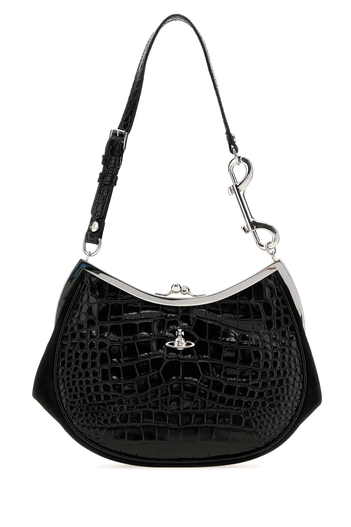 Vivienne Westwood Women Black Leather Charm Frame Purse Shoulder Bag VIVIENNE WESTWOOD