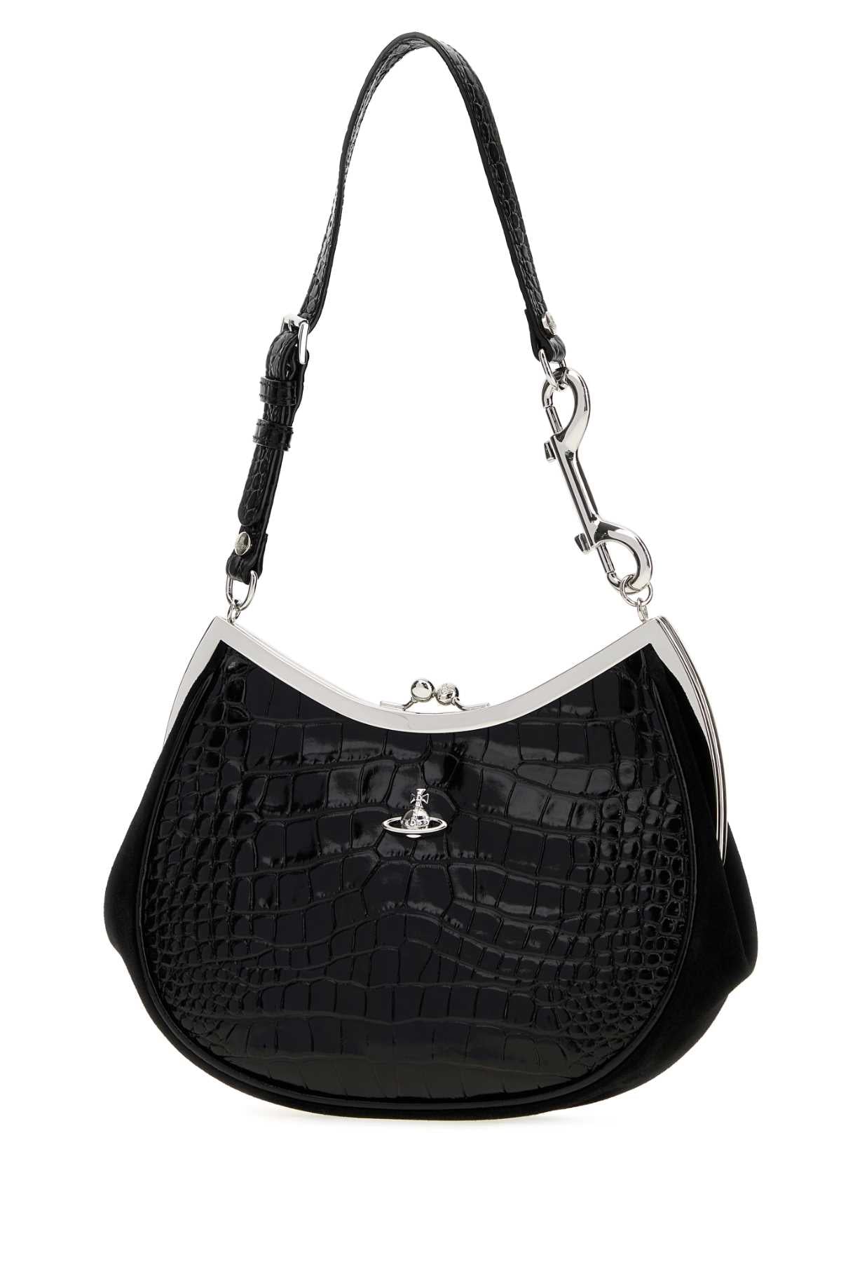 Vivienne Westwood Women Black Leather Charm Frame Purse Shoulder Bag VIVIENNE WESTWOOD