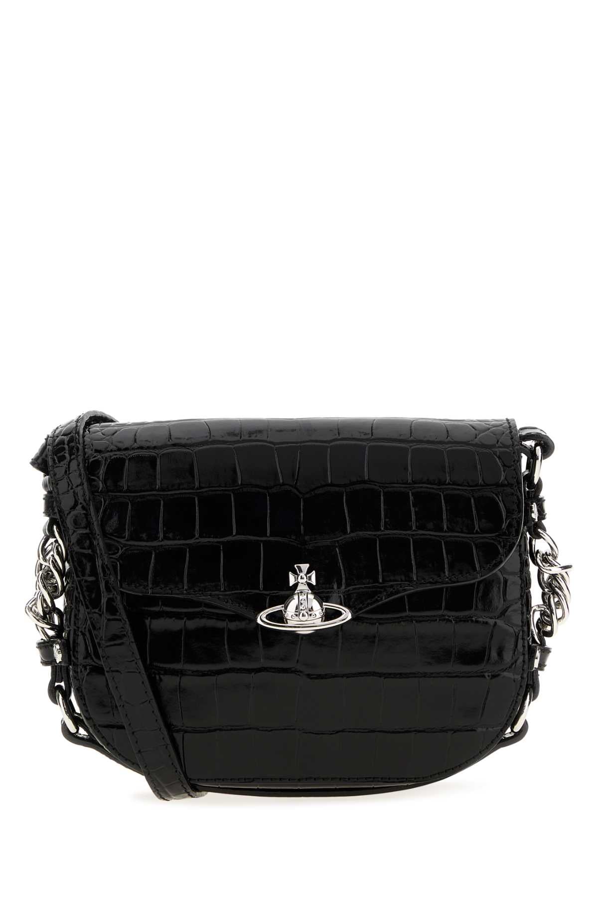 Vivienne Westwood Women Black Leather Hunter Shoulder Bag VIVIENNE WESTWOOD
