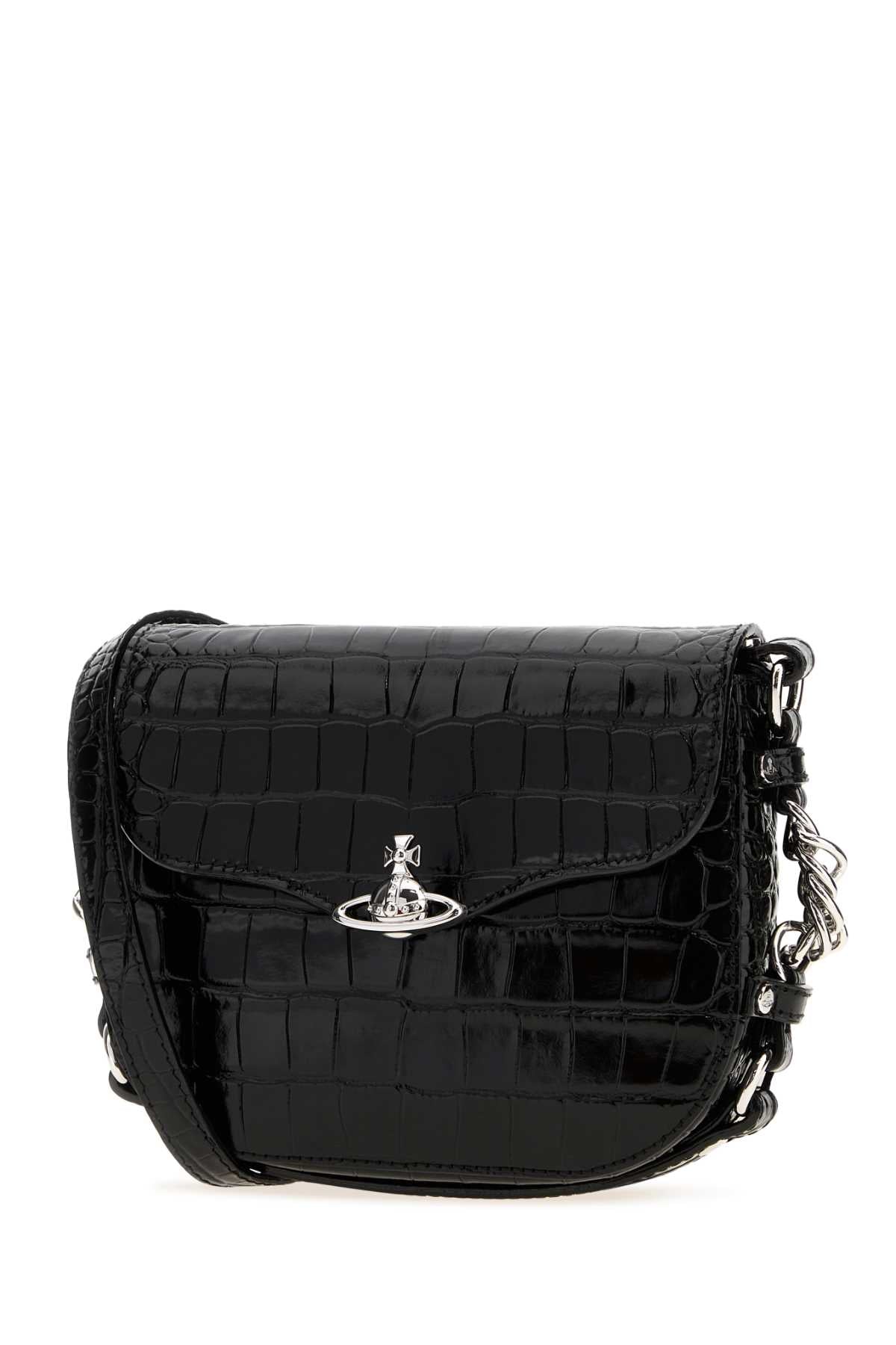 Vivienne Westwood Women Black Leather Hunter Shoulder Bag VIVIENNE WESTWOOD