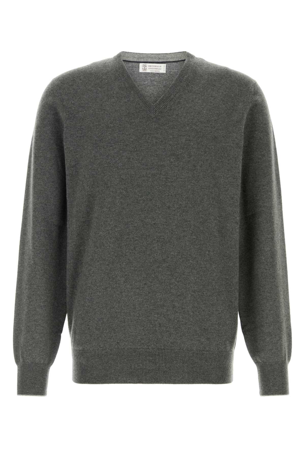 Brunello Cucinelli Men Grey Cashmere Sweater BRUNELLO CUCINELLI