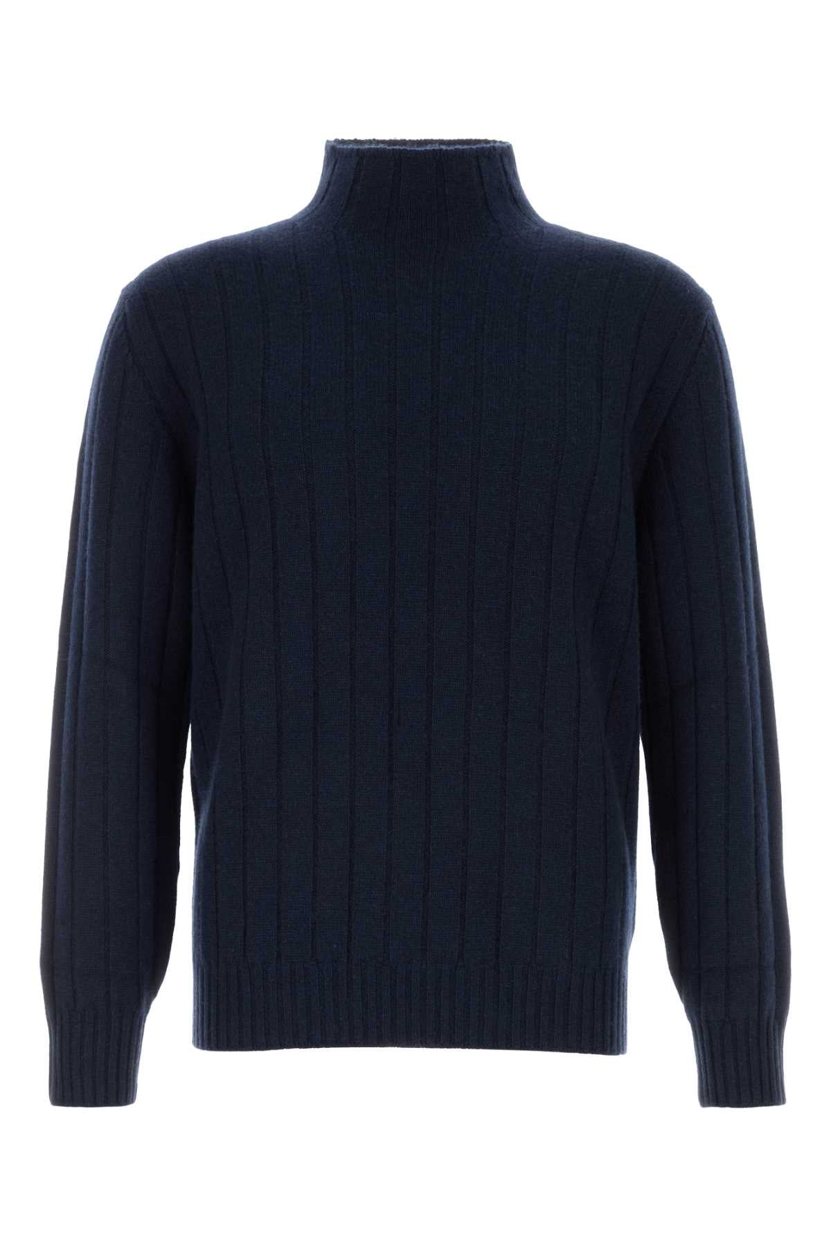 Brunello Cucinelli Men Midnight Blue Cashmere Sweater BRUNELLO CUCINELLI