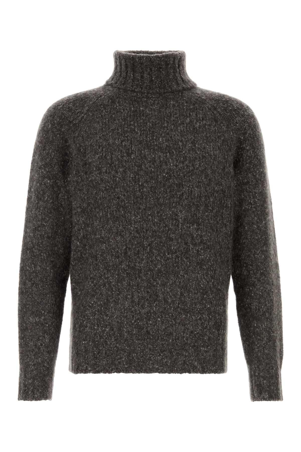 Brunello Cucinelli Men Melange Dark Grey Cashmere Blend Sweater BRUNELLO CUCINELLI
