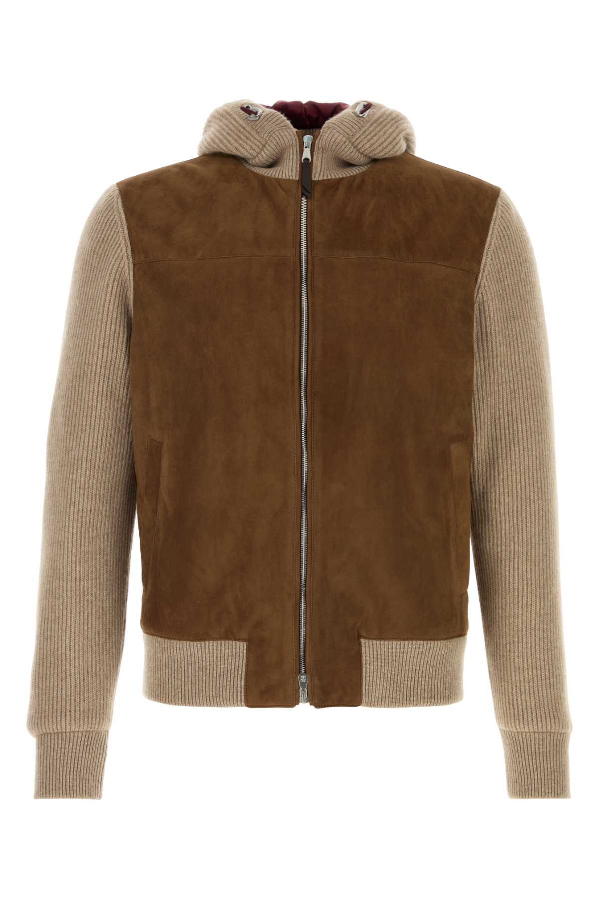Brunello Cucinelli Men Two-Tone Suede And Cashmere Jacket BRUNELLO CUCINELLI