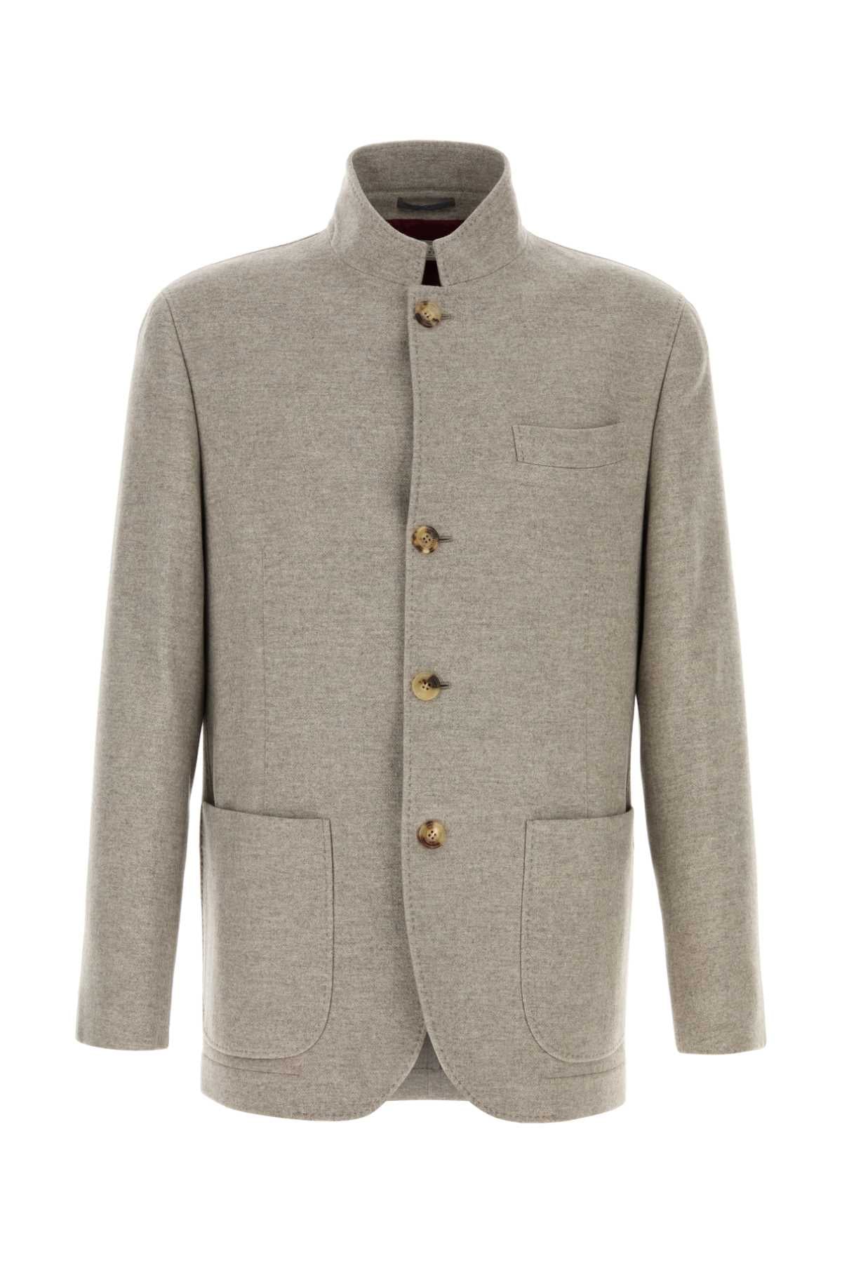 Brunello Cucinelli Men Dove Grey Cashmere Blazer BRUNELLO CUCINELLI