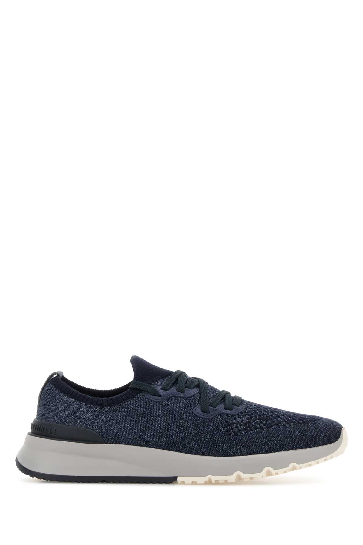 Brunello Cucinelli Men Melange Blue Fabric Sneakers BRUNELLO CUCINELLI