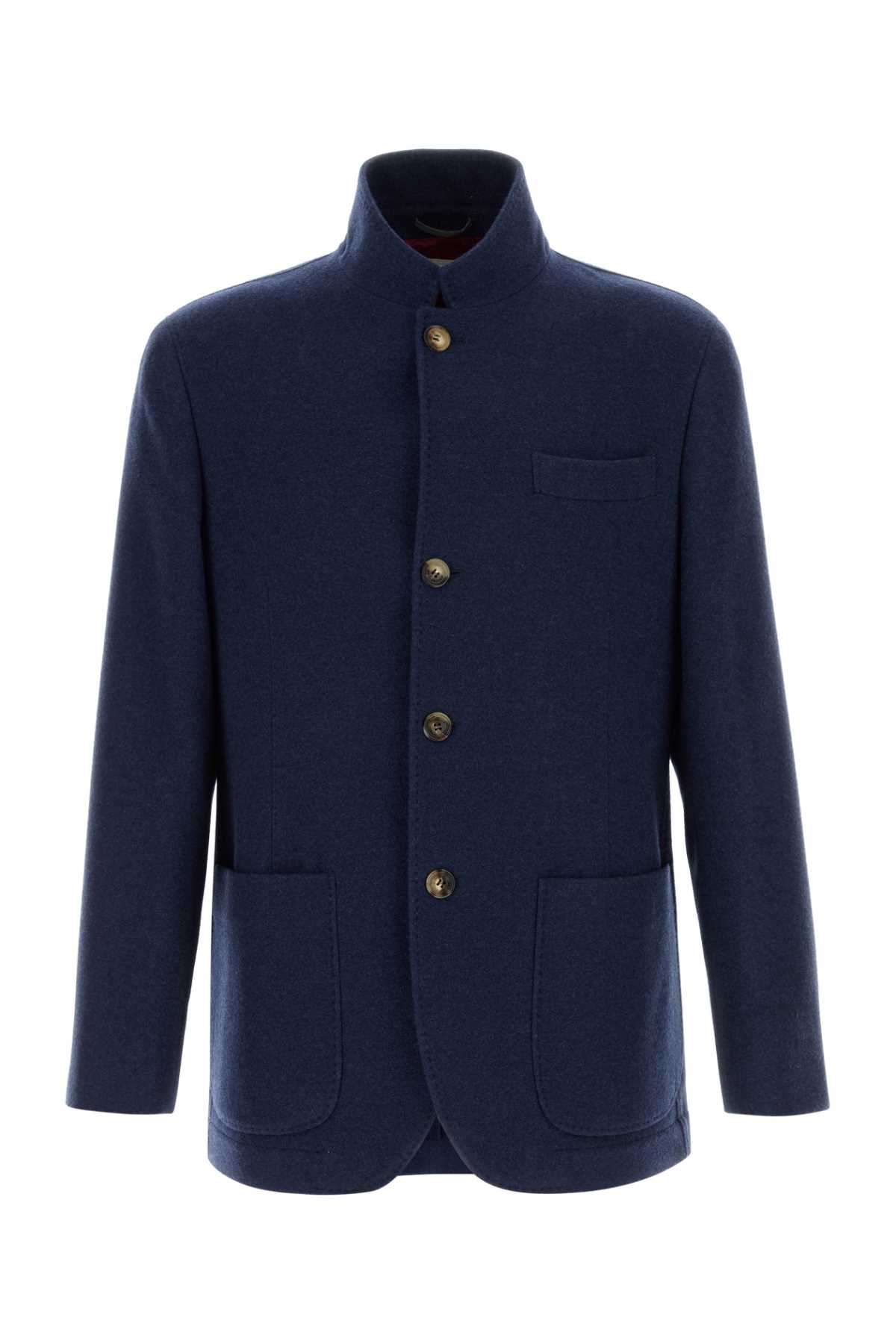 Brunello Cucinelli Men Blue Cashmere Blazer BRUNELLO CUCINELLI