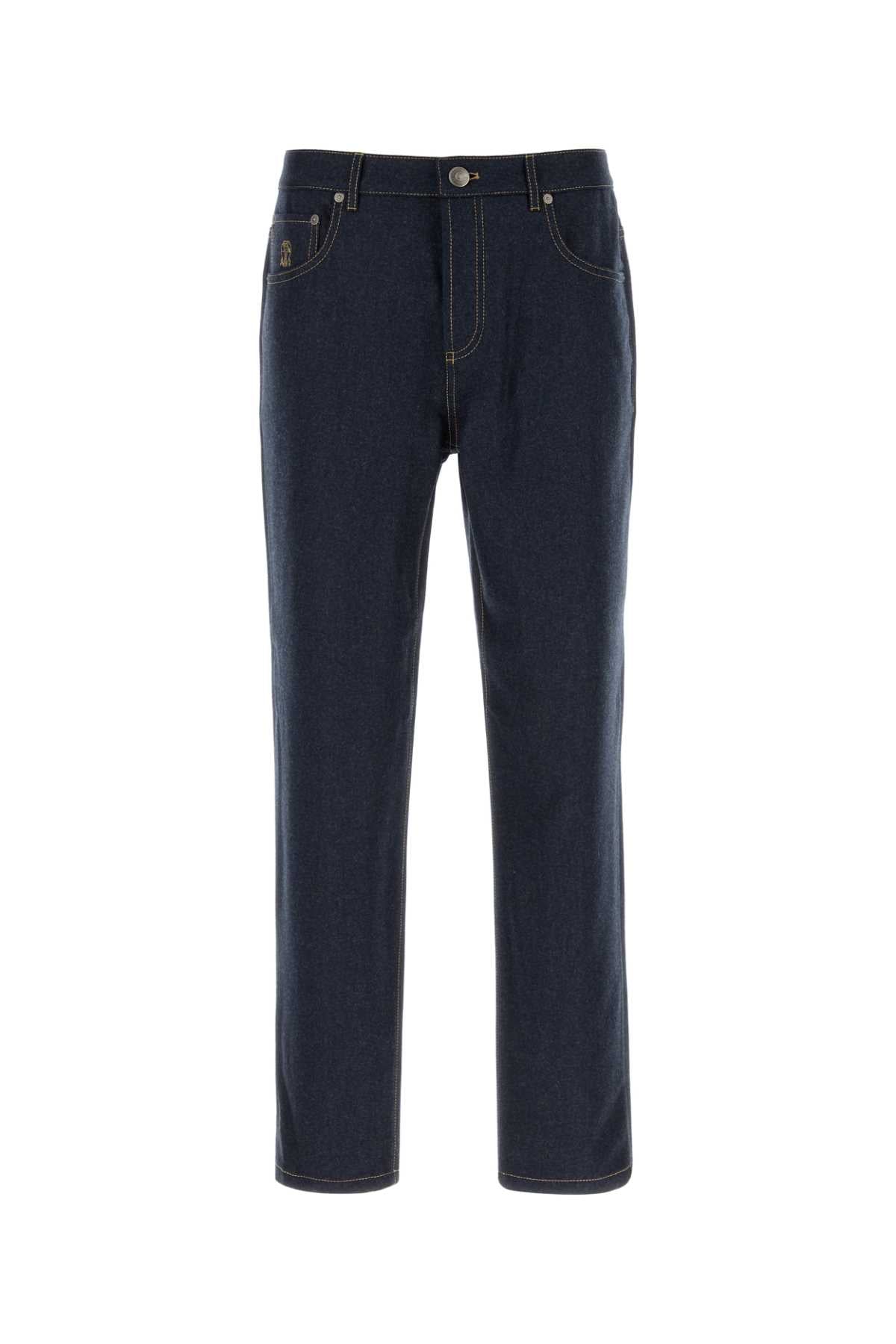 Brunello Cucinelli Men Dark Blue Felt Pant BRUNELLO CUCINELLI