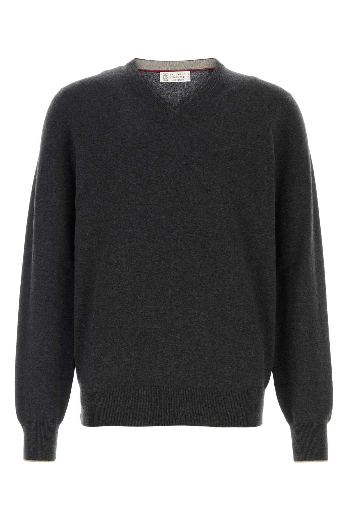 Brunello Cucinelli Men Charcoal Cashmere Sweater BRUNELLO CUCINELLI