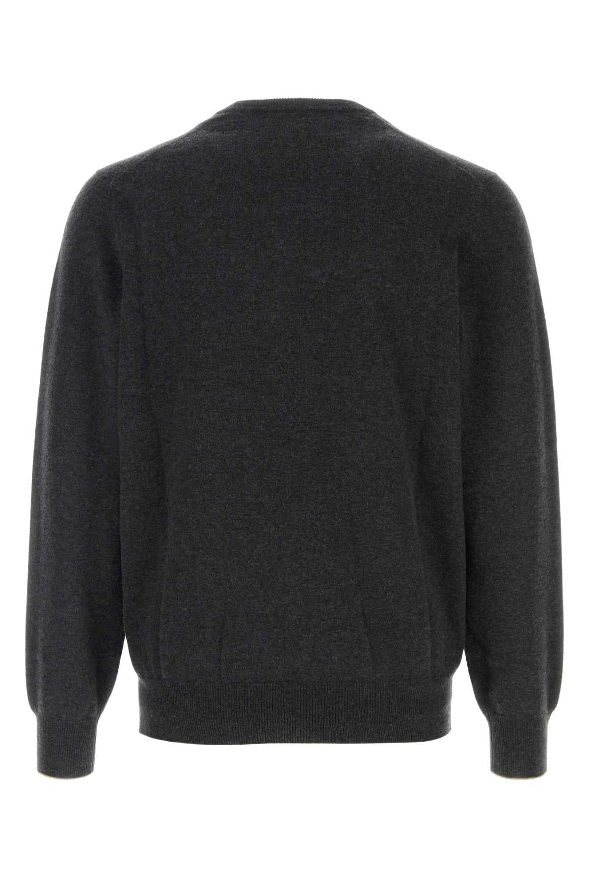 Brunello Cucinelli Men Charcoal Cashmere Sweater BRUNELLO CUCINELLI