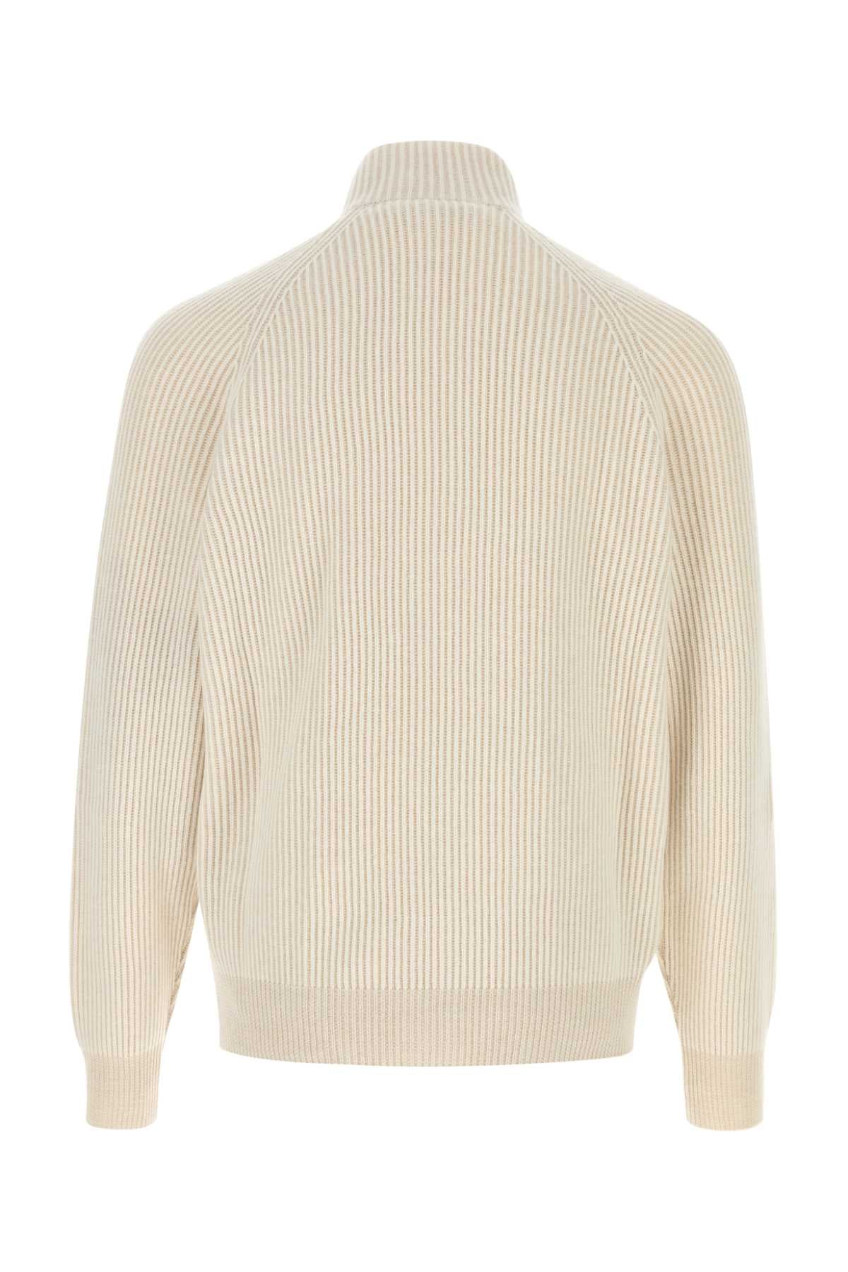 Brunello Cucinelli Men Ivory Cashmere Cardigan BRUNELLO CUCINELLI
