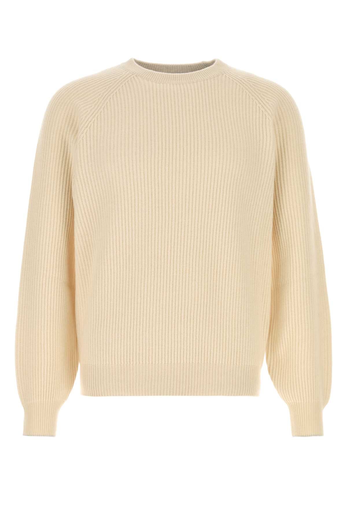Brunello Cucinelli Men Cream Cashmere Sweater BRUNELLO CUCINELLI
