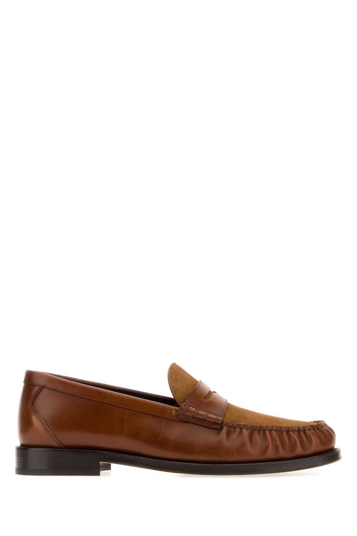 Brunello Cucinelli Men Caramel Leather And Suede Loafers BRUNELLO CUCINELLI
