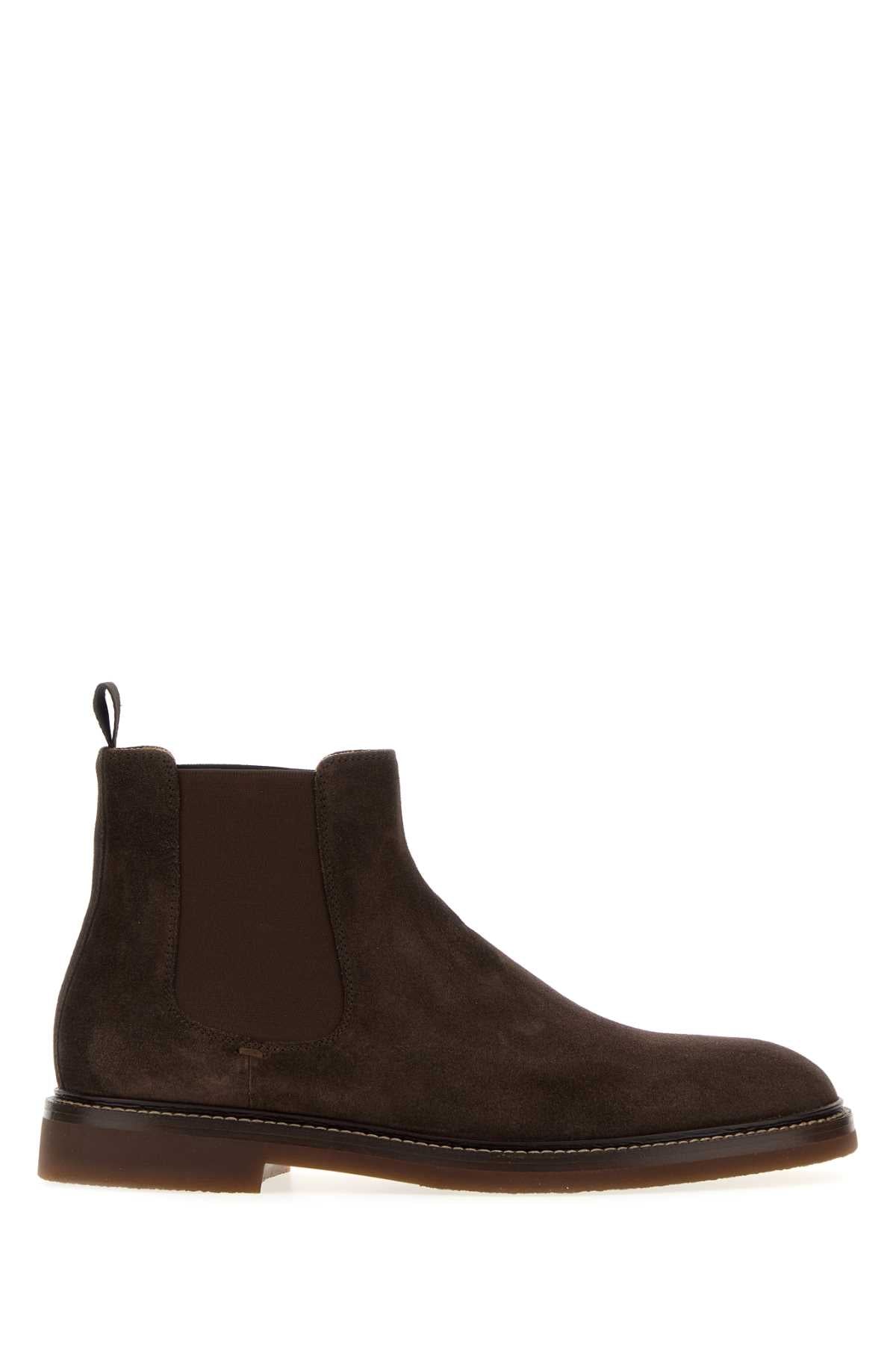 Brunello Cucinelli Men Brown Suede Ankle Boots BRUNELLO CUCINELLI