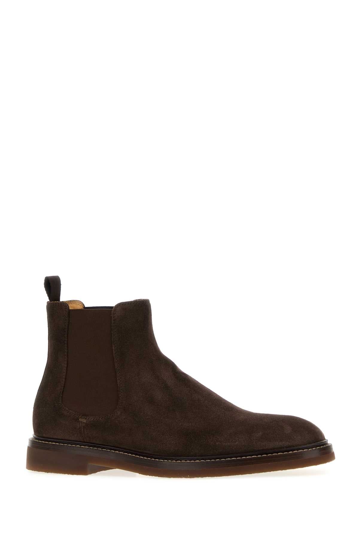 Brunello Cucinelli Men Brown Suede Ankle Boots BRUNELLO CUCINELLI