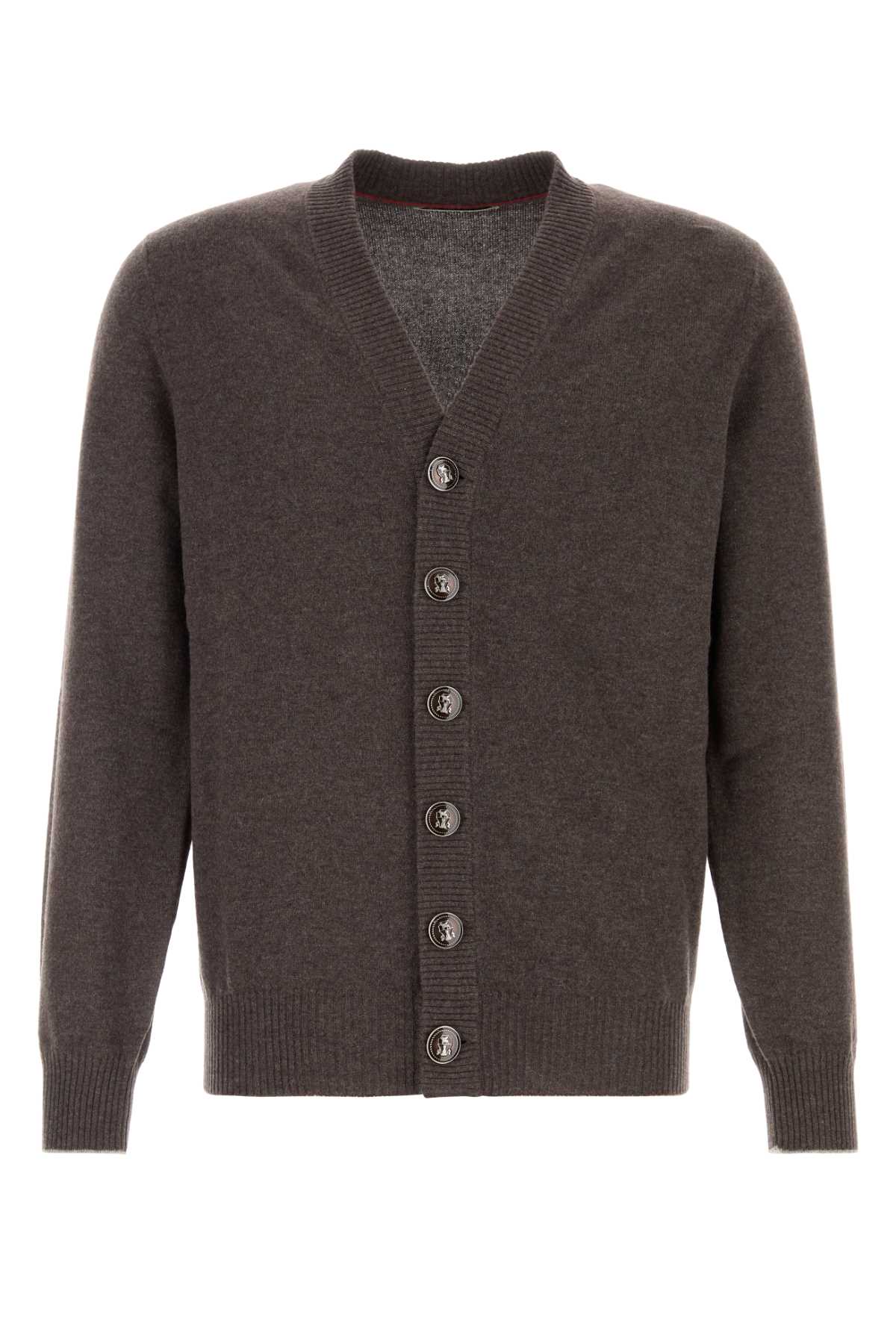 Brunello Cucinelli Men Brown Cashmere Cardigan BRUNELLO CUCINELLI
