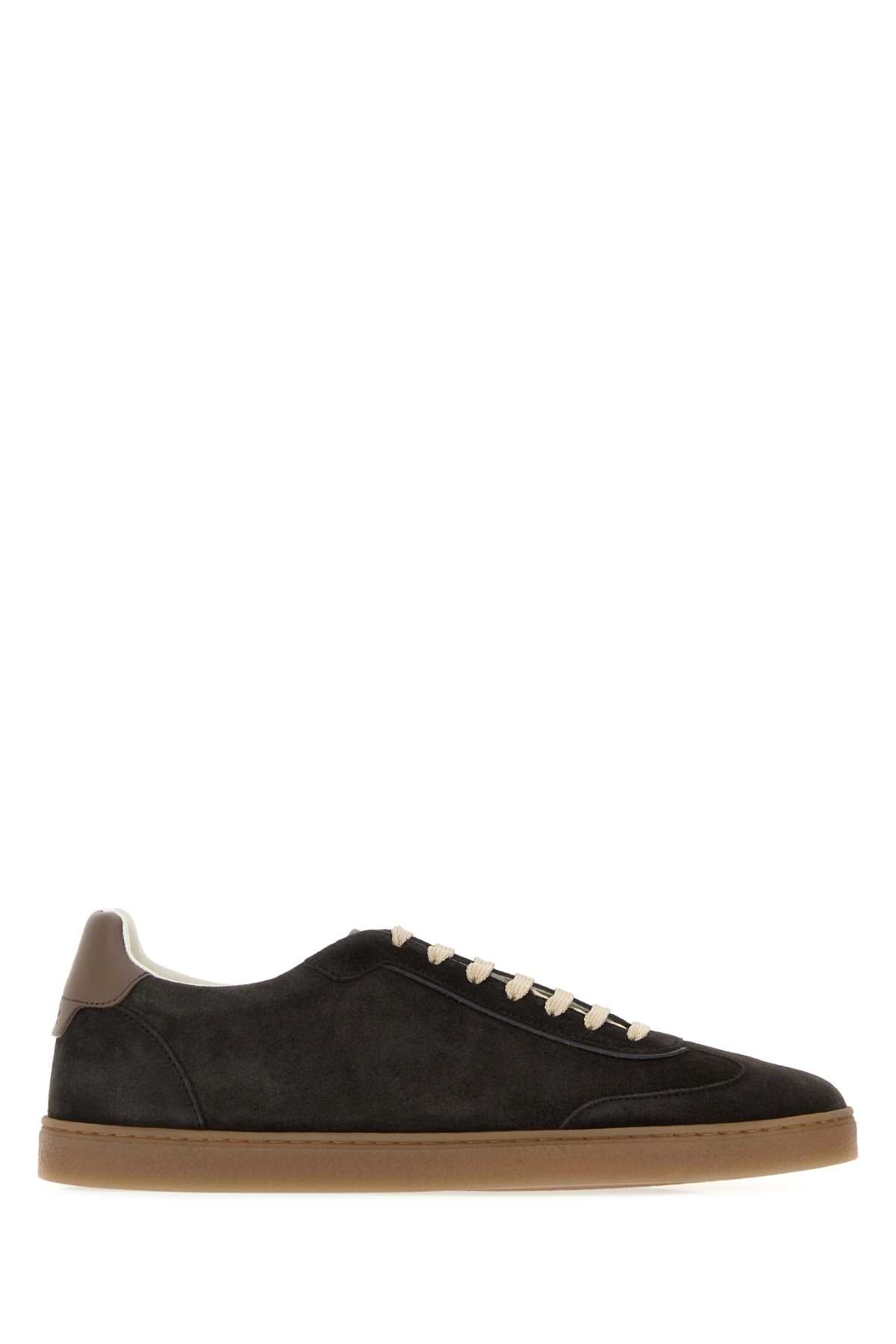 Brunello Cucinelli Men Dark Brown Suede Sneakers BRUNELLO CUCINELLI