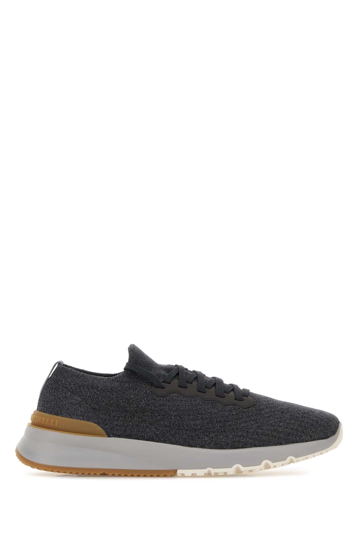 Brunello Cucinelli Men Grey Fabric Sneakers BRUNELLO CUCINELLI