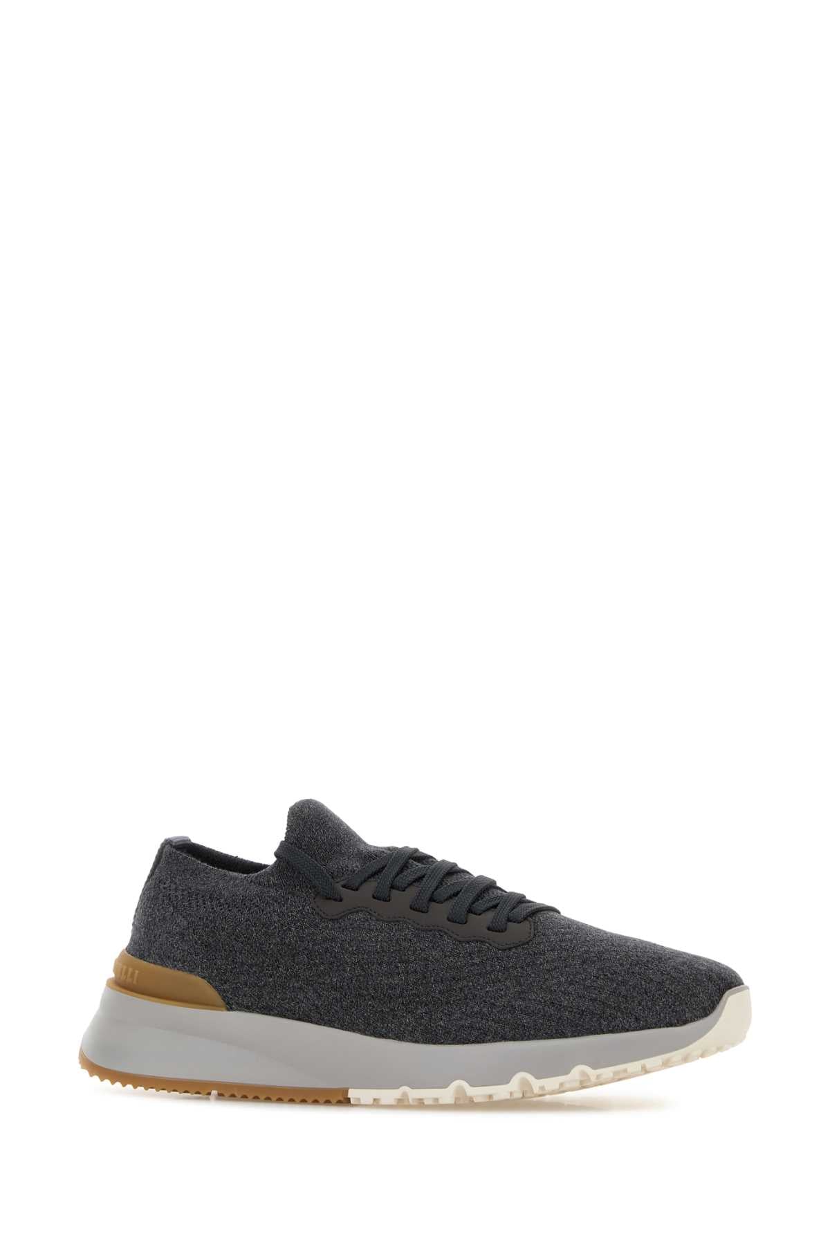 Brunello Cucinelli Men Grey Fabric Sneakers BRUNELLO CUCINELLI