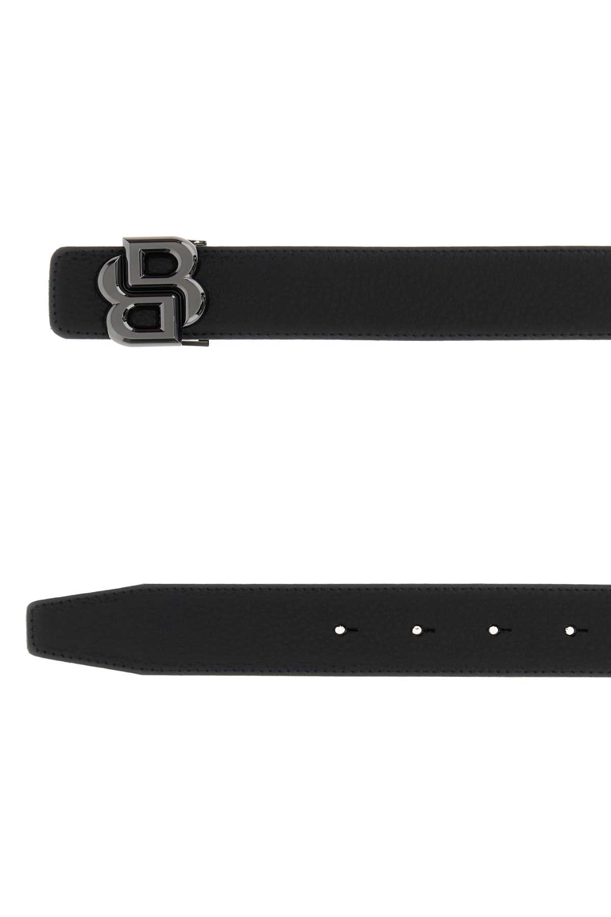 Boss Men Black Leather Reversible Belt BOSS