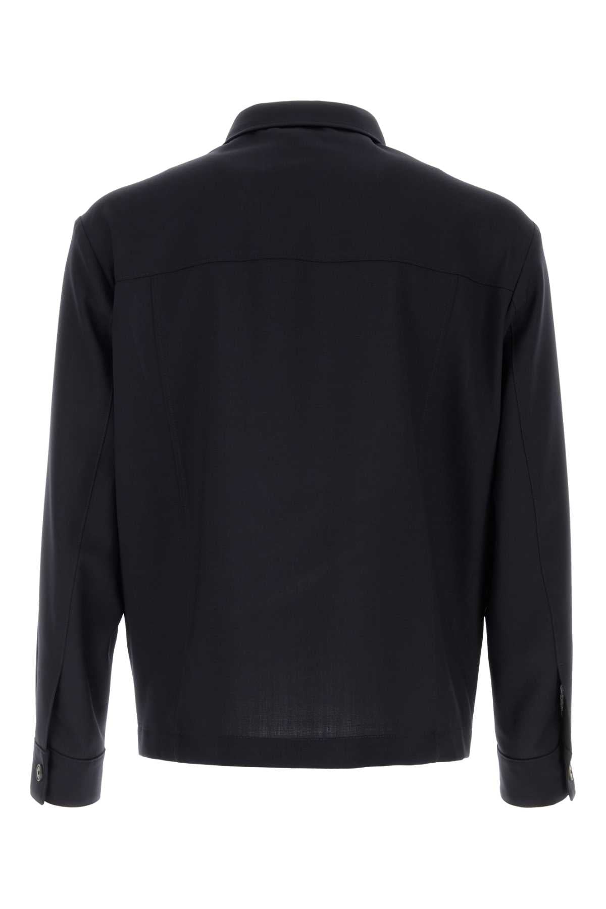 Boss Men Navy Blue Wool Shirt BOSS