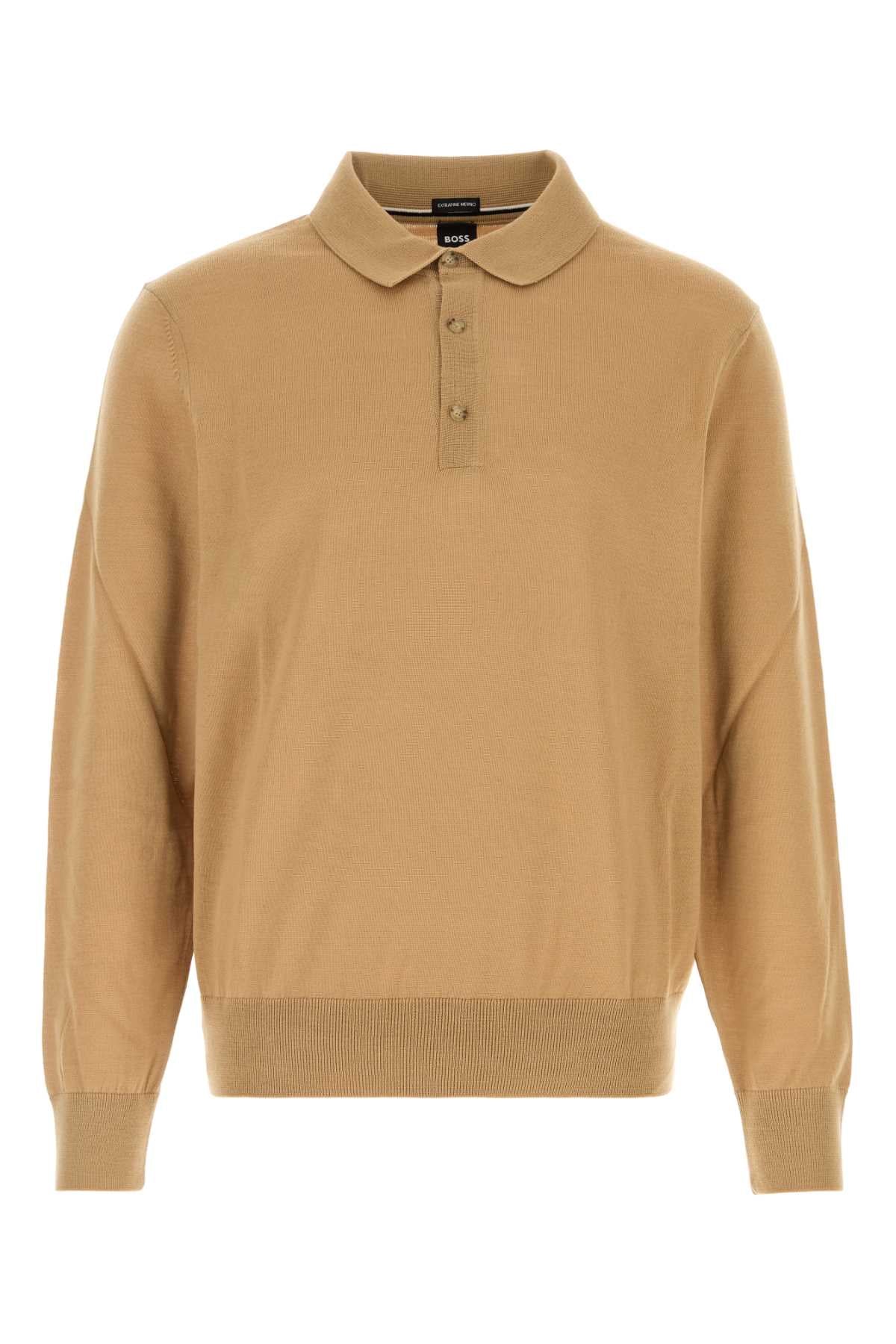 Boss Men Camel Wool Polo Shirt BOSS