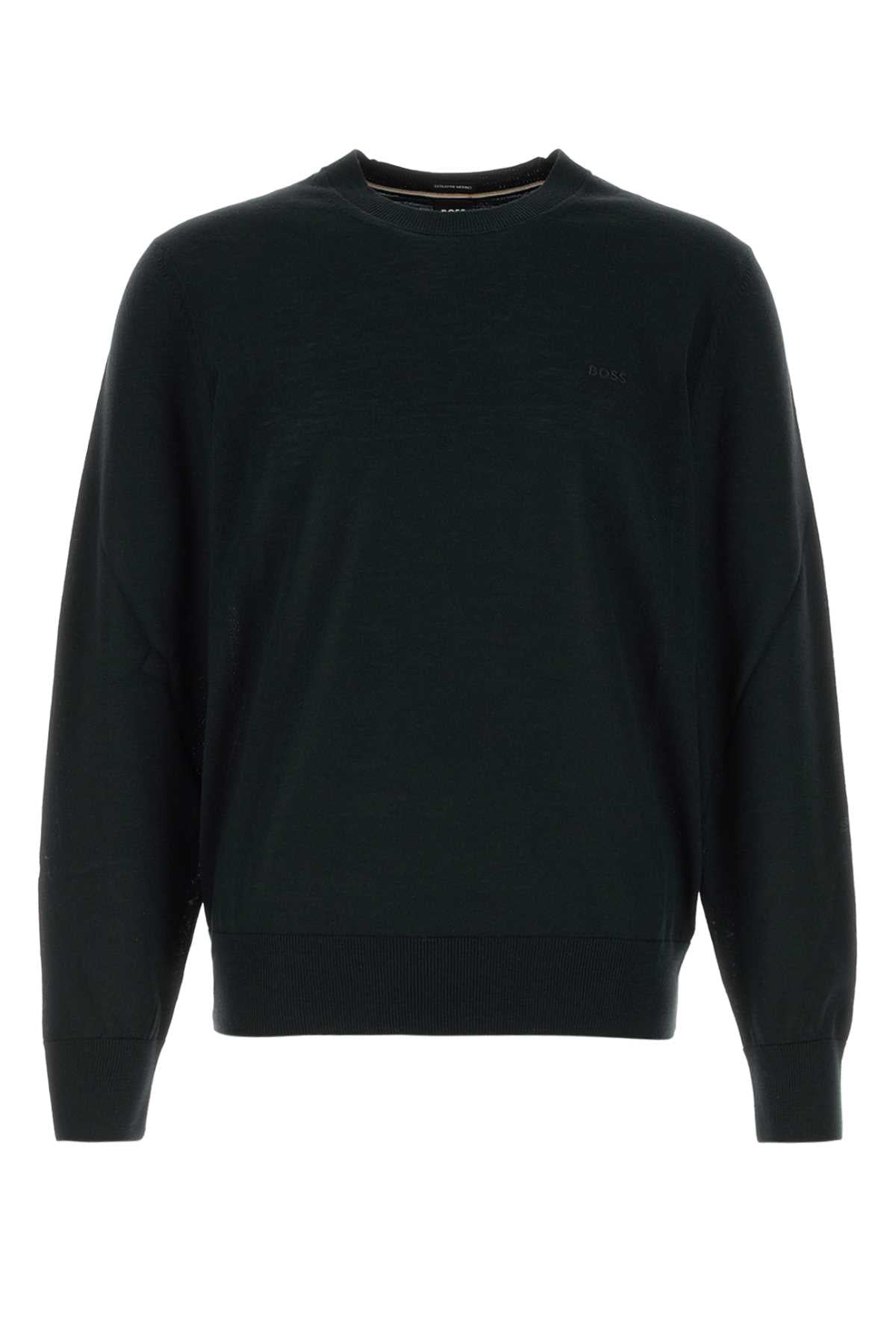 Boss Men Black Wool Sweater BOSS