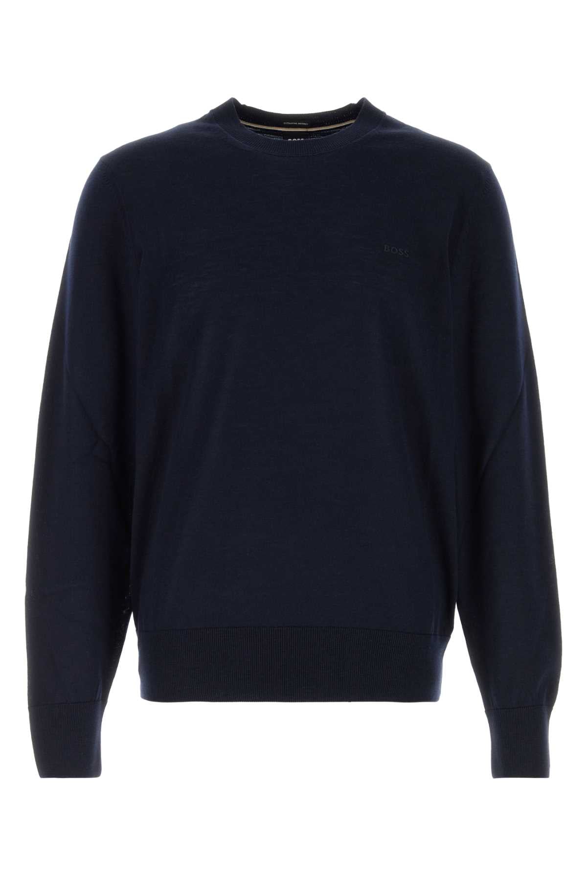 Boss Men Midnight Blue Wool Sweater BOSS