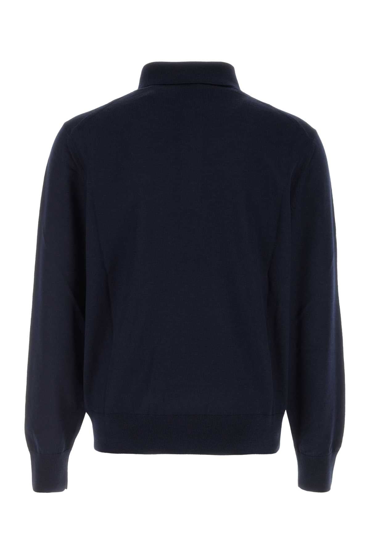 Boss Men Navy Blue Wool Polo Shirt BOSS