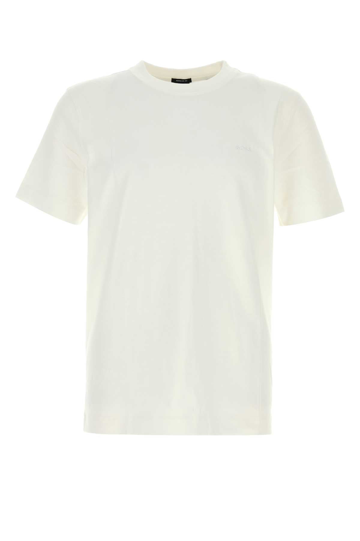 Boss Men White Cotton T-Shirt BOSS