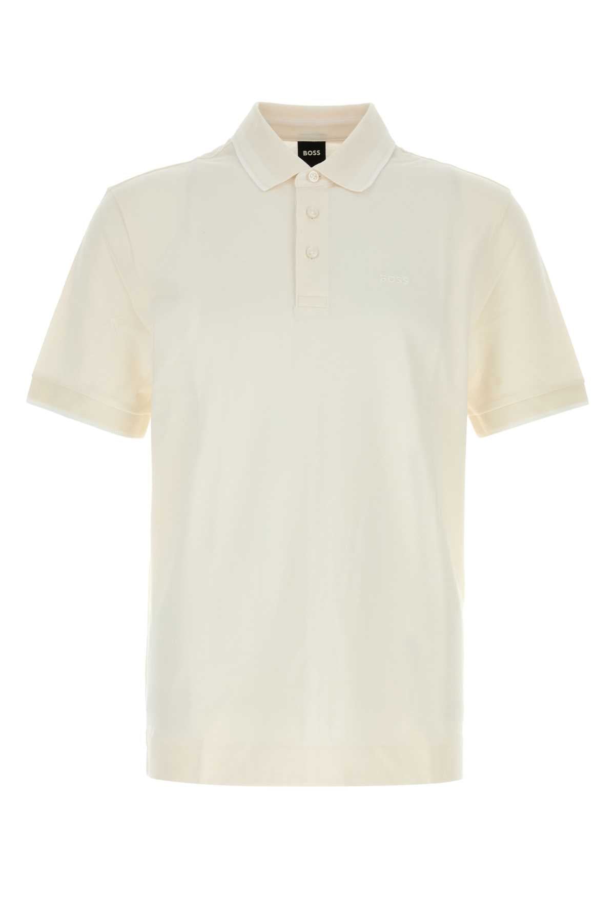 Boss Men Ivory Piquet Polo Shirt BOSS