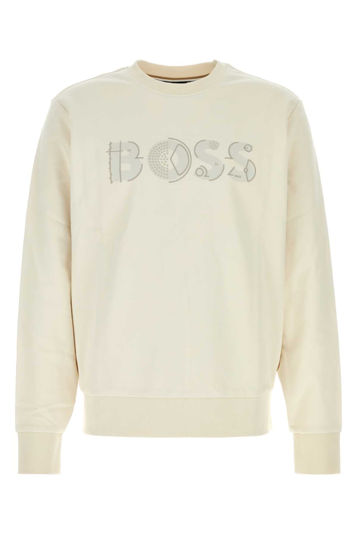 Boss Men Ivory Cotton Sweatshirt BOSS