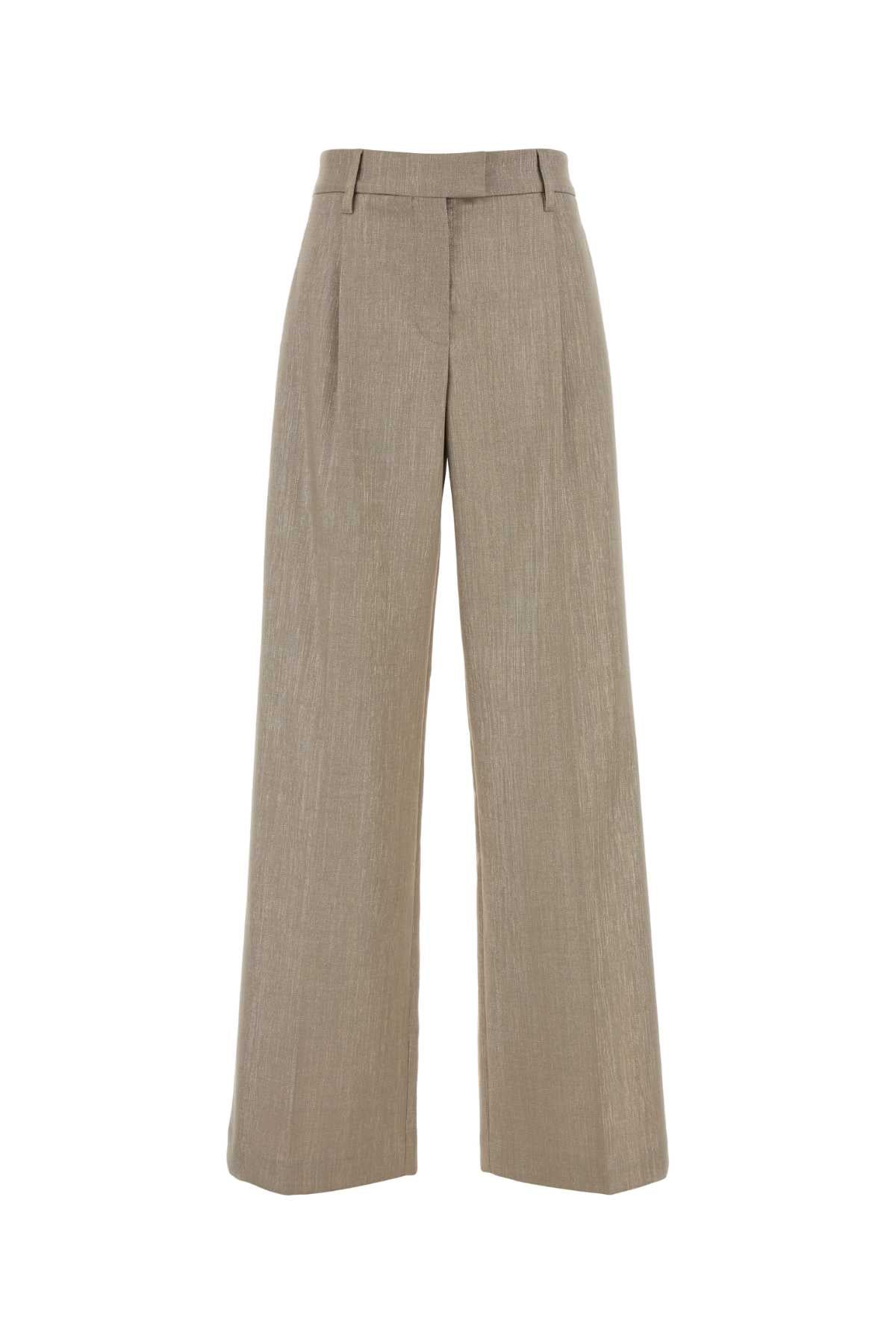 Brunello Cucinelli Women Gold Stretch Polyester Blend Palazzo Pant BRUNELLO CUCINELLI