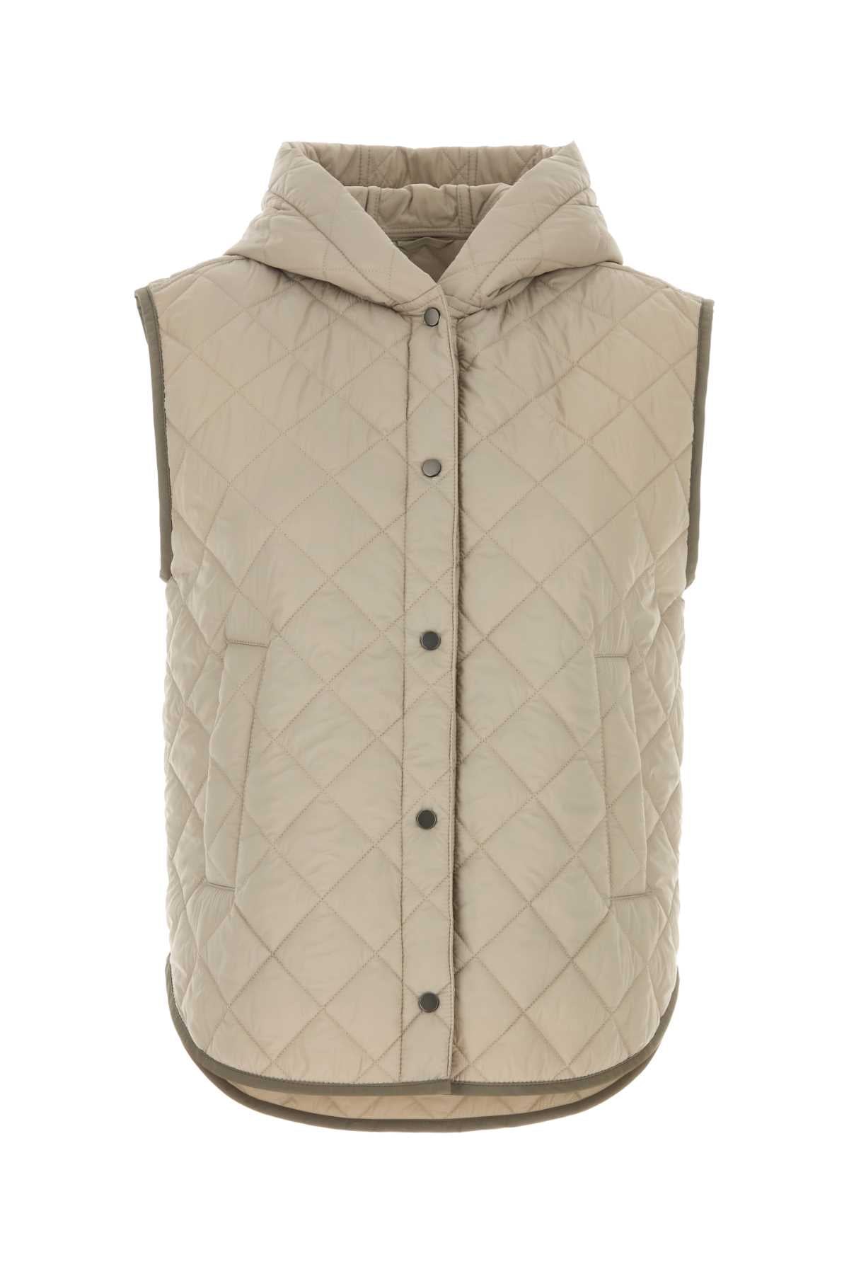 Brunello Cucinelli Women Sand Nylon Sleeveless Jacket