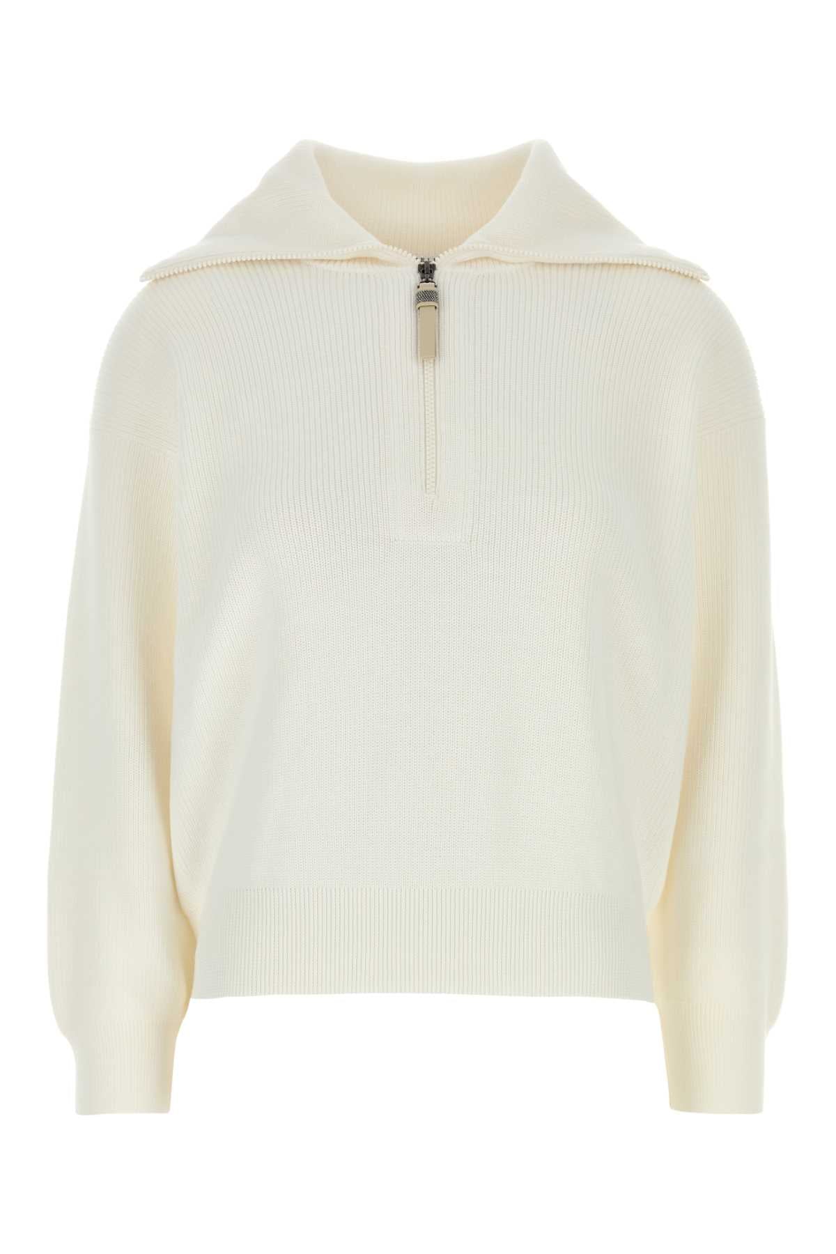 Brunello Cucinelli Women White Cotton Sweater BRUNELLO CUCINELLI