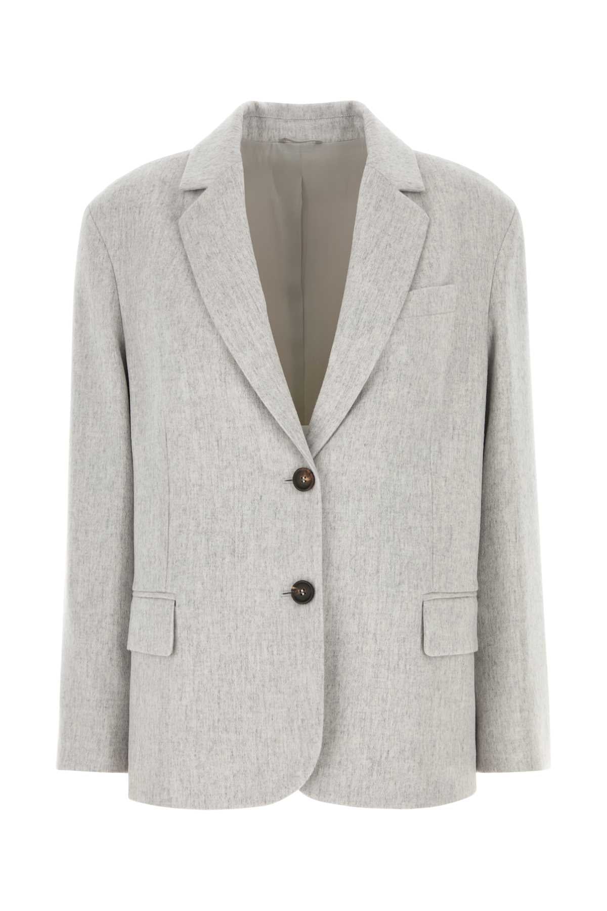 Brunello Cucinelli Women Light Grey Wool Blazer