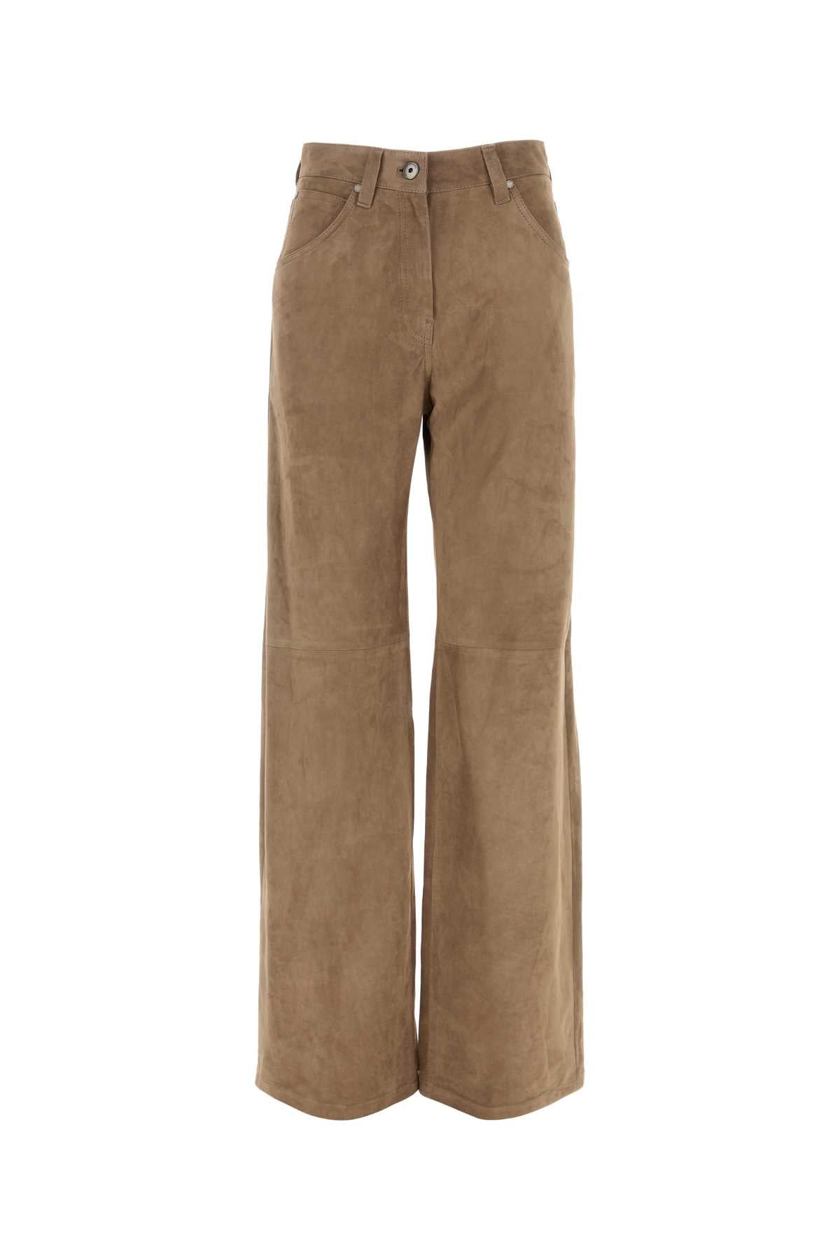 Brunello Cucinelli Women Biscuit Suede Pant BRUNELLO CUCINELLI