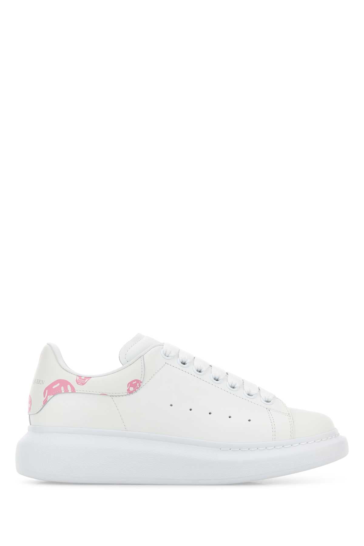 Alexander Mcqueen Women White Leather Sneakers With Printed Leather Heel ALEXANDER MCQUEEN