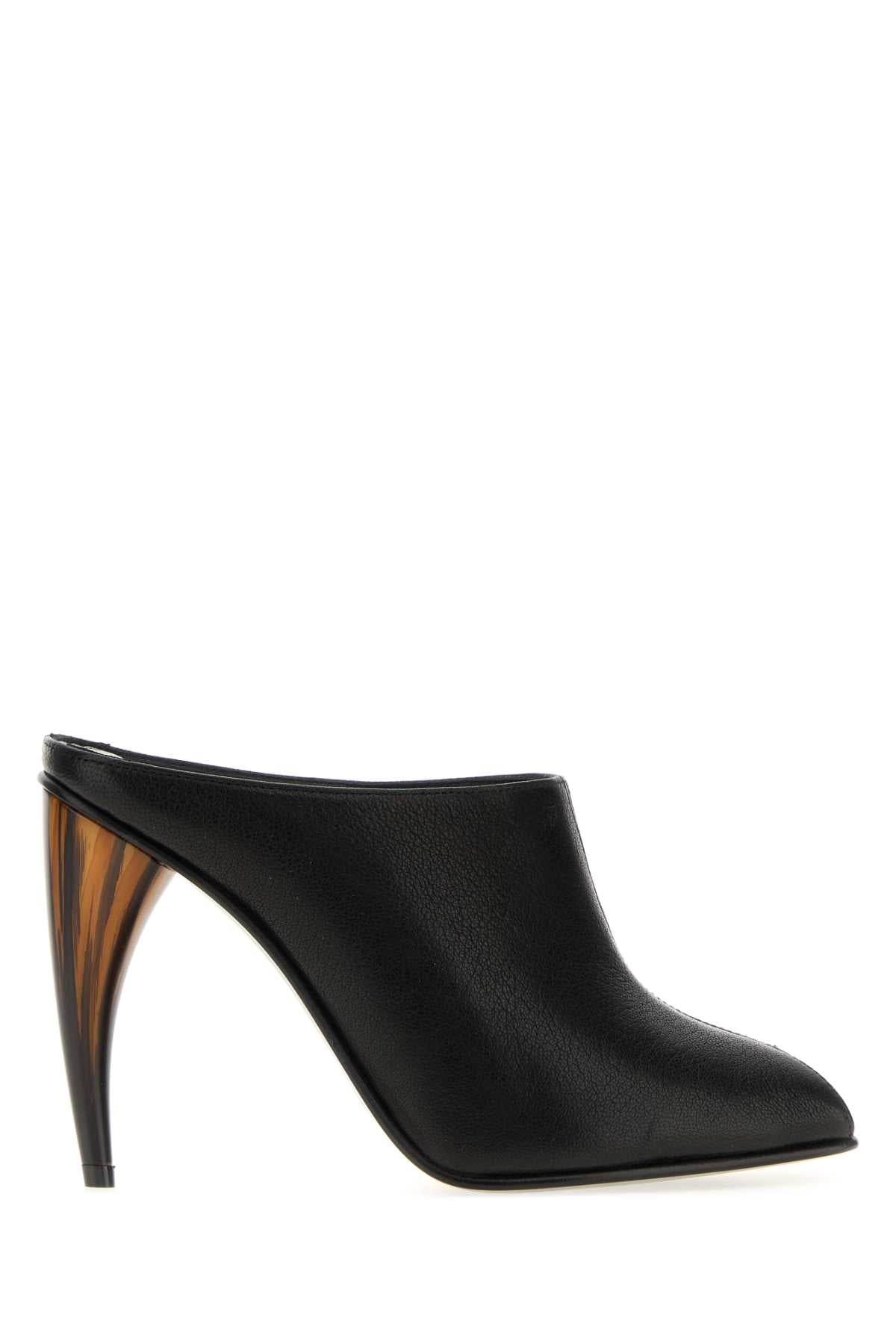 Alexander Mcqueen Women Black Leather Mules ALEXANDER MCQUEEN