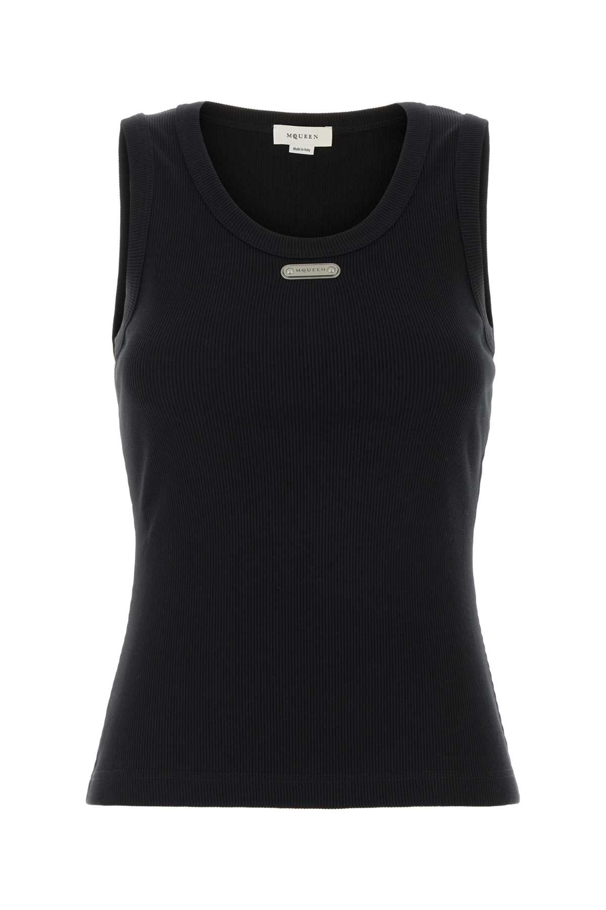 Alexander Mcqueen Women Black Stretch Cotton Tank Top ALEXANDER MCQUEEN