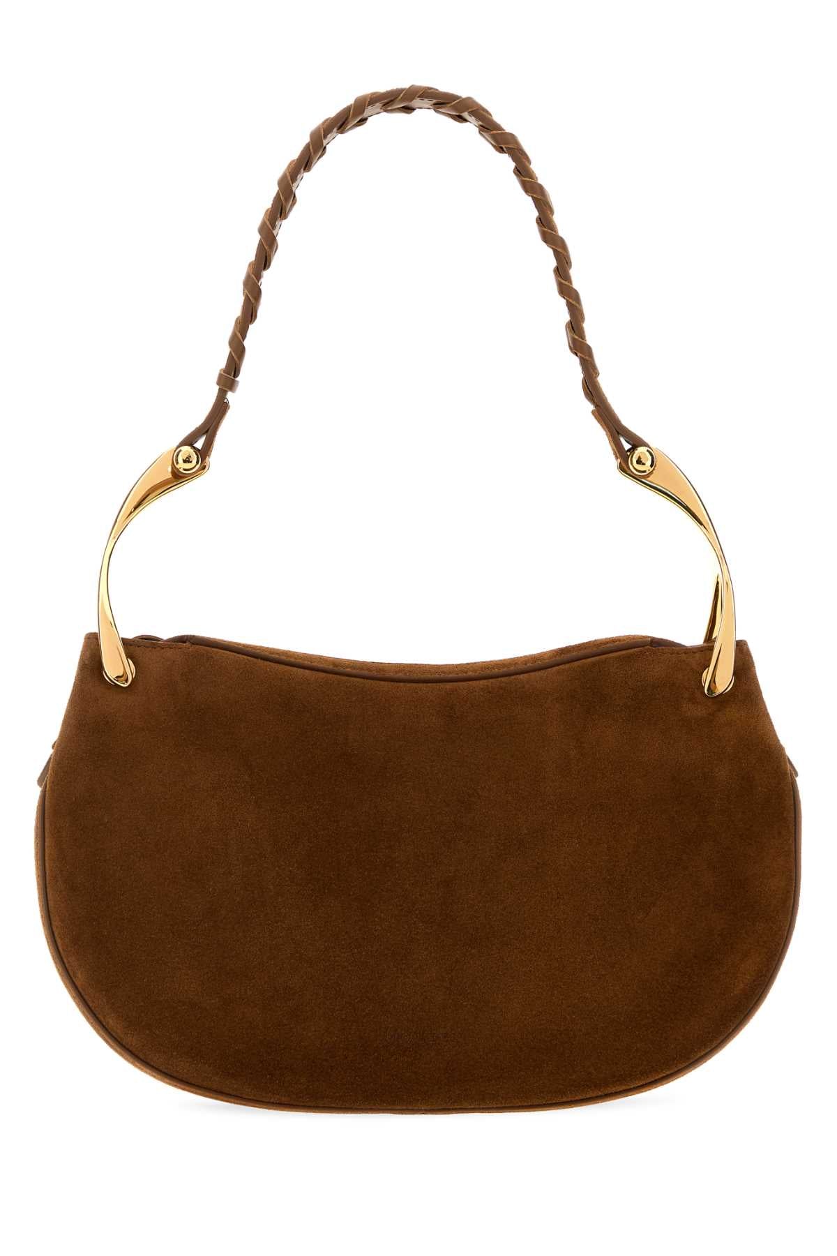 Alexander Mcqueen Women Brown Suede Wishbone Shoulder Bag ALEXANDER MCQUEEN