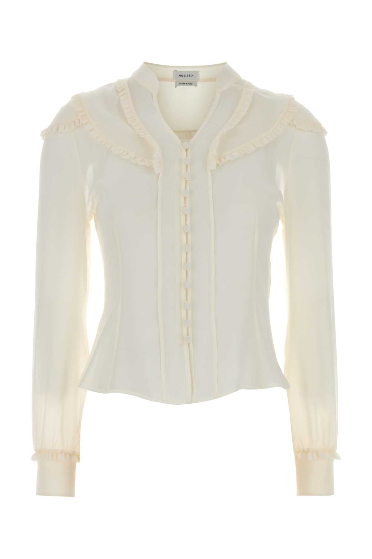 Alexander Mcqueen Women White Chiffon Shirt ALEXANDER MCQUEEN