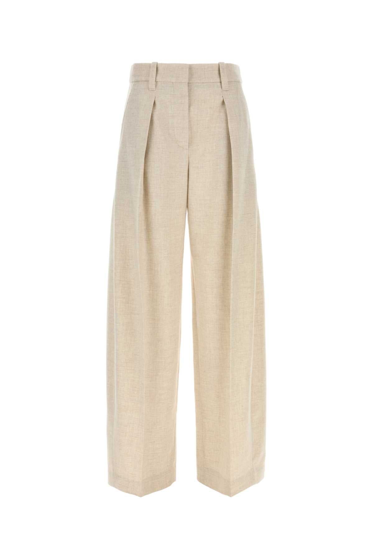 Brunello Cucinelli Women Beige Wool Blend Pant BRUNELLO CUCINELLI