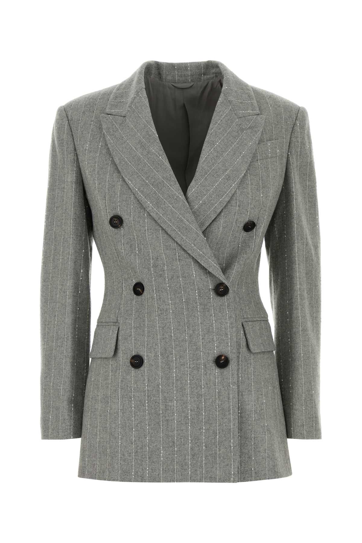 Brunello Cucinelli Women Embroidered Stretch Wool Blend Blazer BRUNELLO CUCINELLI