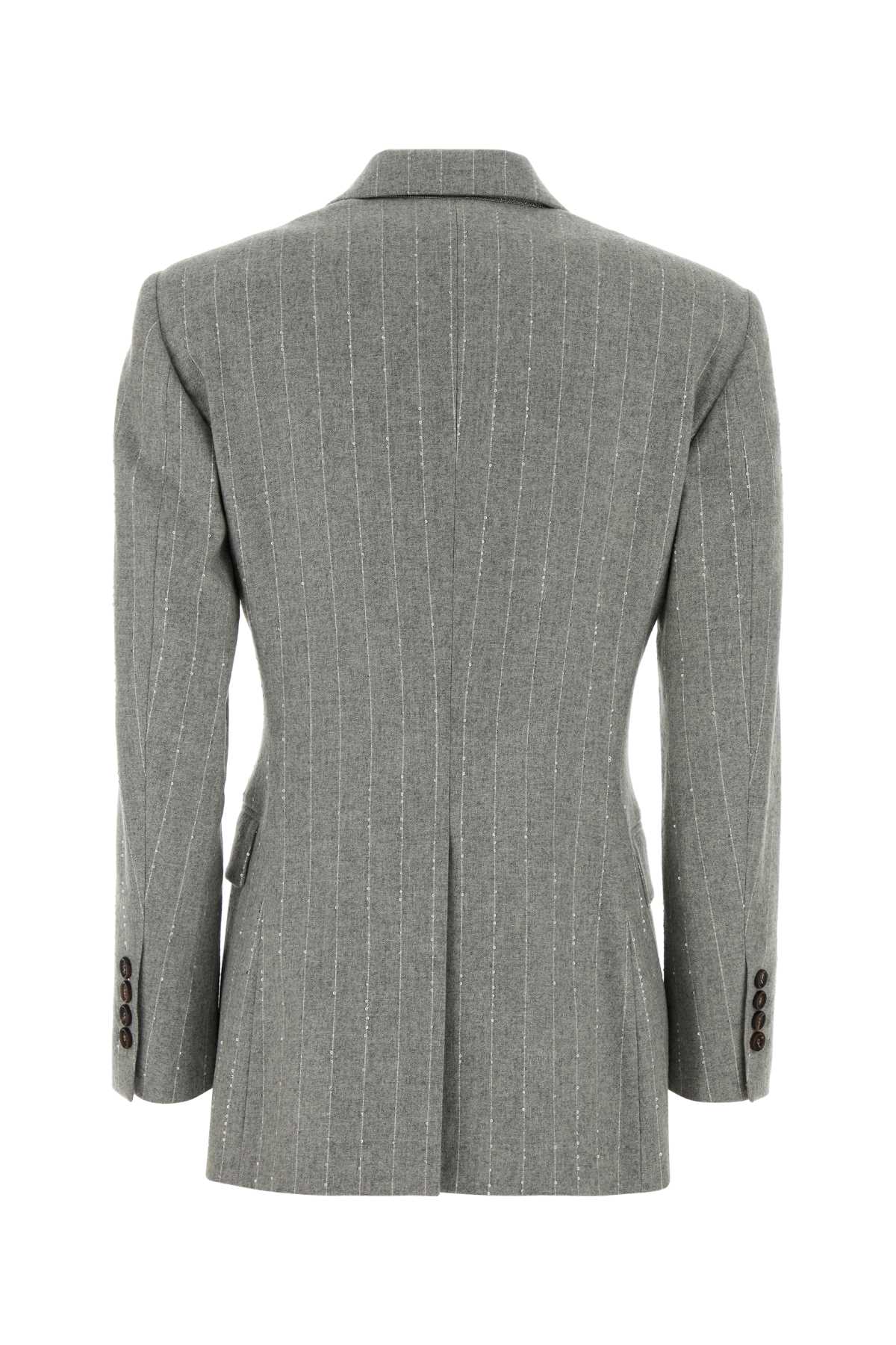 Brunello Cucinelli Women Embroidered Stretch Wool Blend Blazer BRUNELLO CUCINELLI