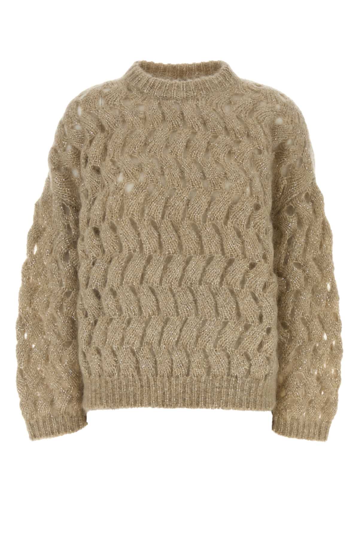 Brunello Cucinelli Women Sand Mohair Blend Oversize Sweater BRUNELLO CUCINELLI