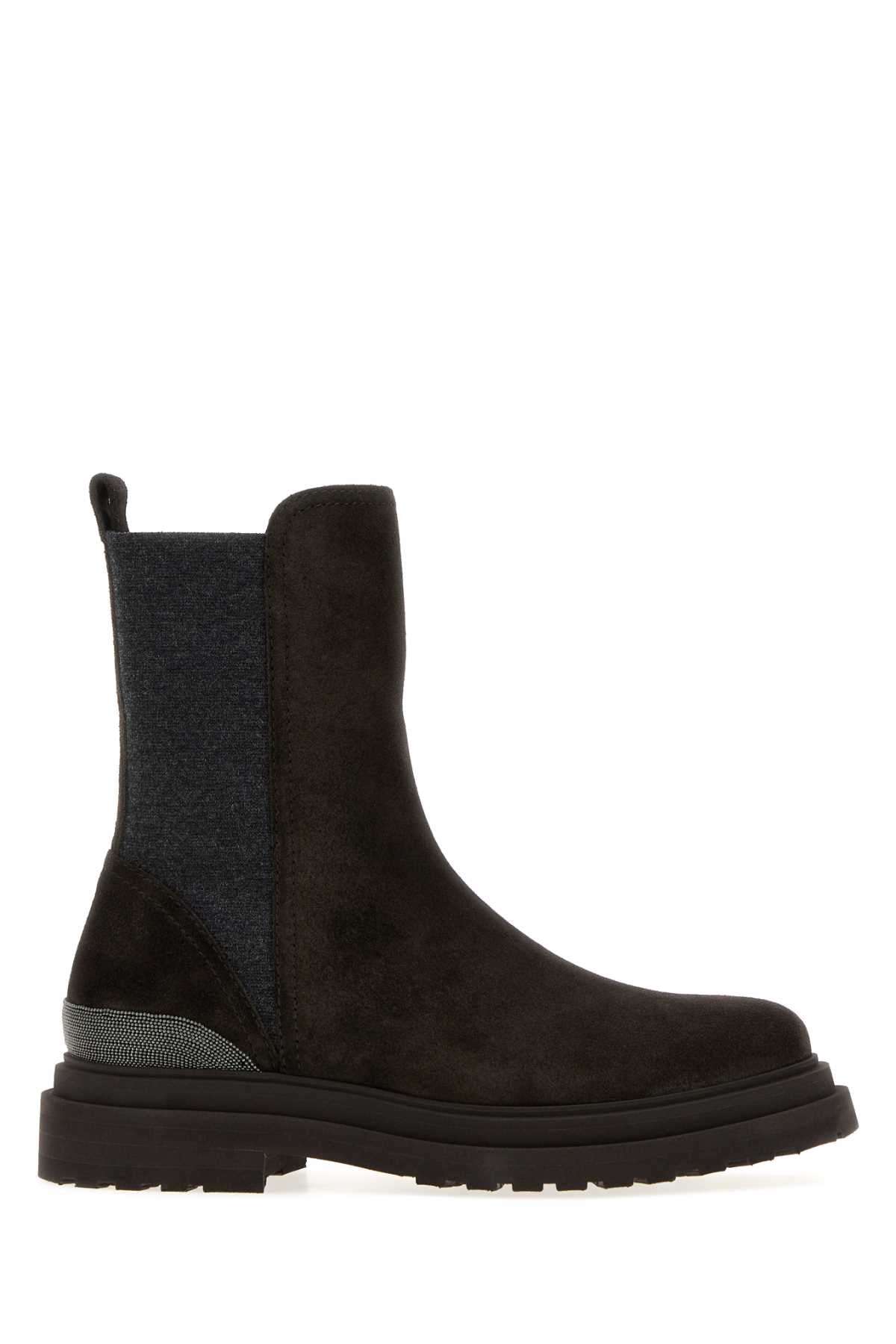 Brunello Cucinelli Women Dark Brown Suede Boots BRUNELLO CUCINELLI
