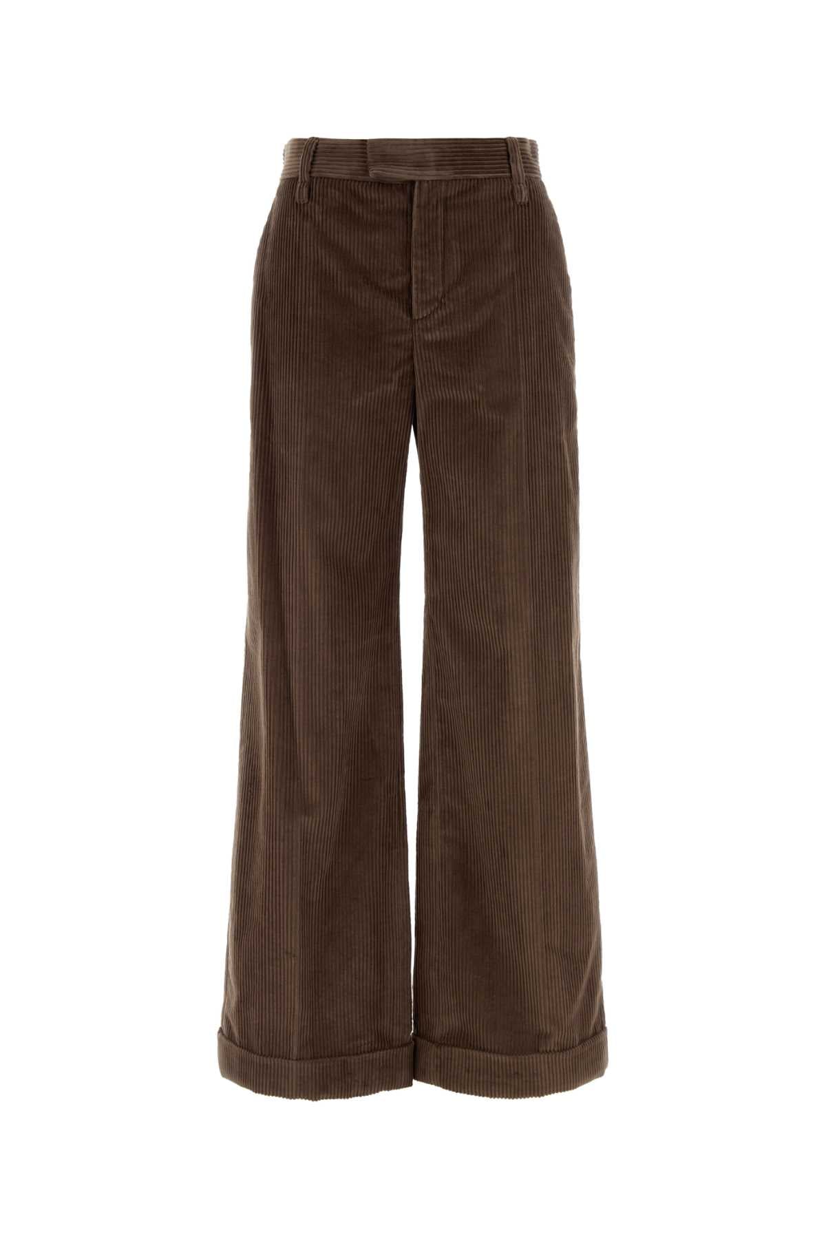 Brunello Cucinelli Women Brown Corduroy Wide-Leg Pant BRUNELLO CUCINELLI