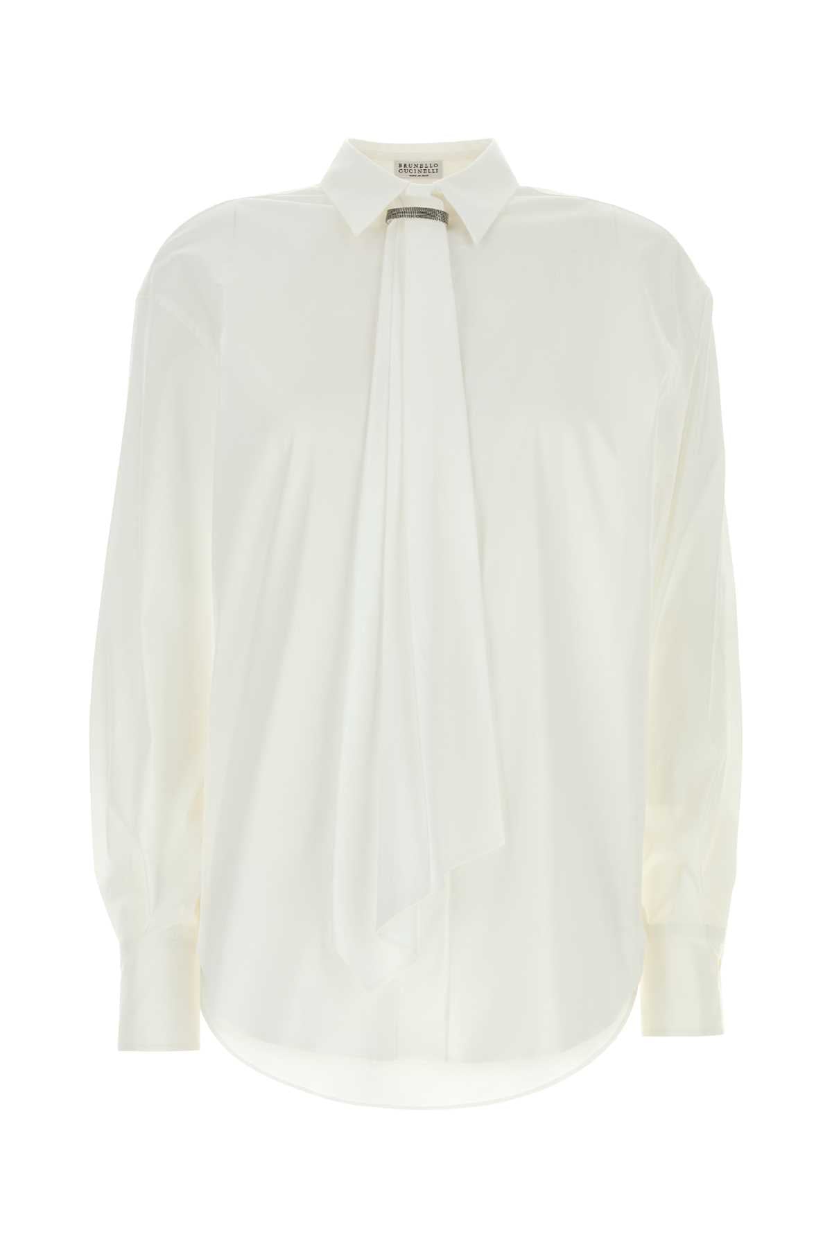 Brunello Cucinelli Women White Stretch Poplin Shirt BRUNELLO CUCINELLI