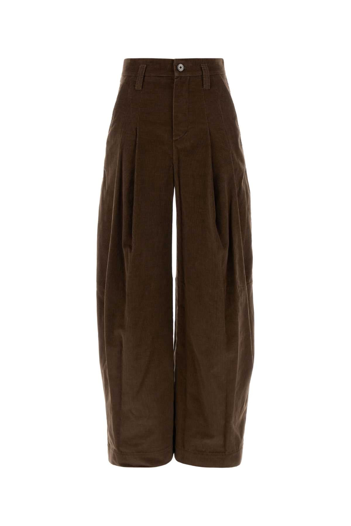 Brunello Cucinelli Women Brown Corduroy Wide-Leg Pant BRUNELLO CUCINELLI